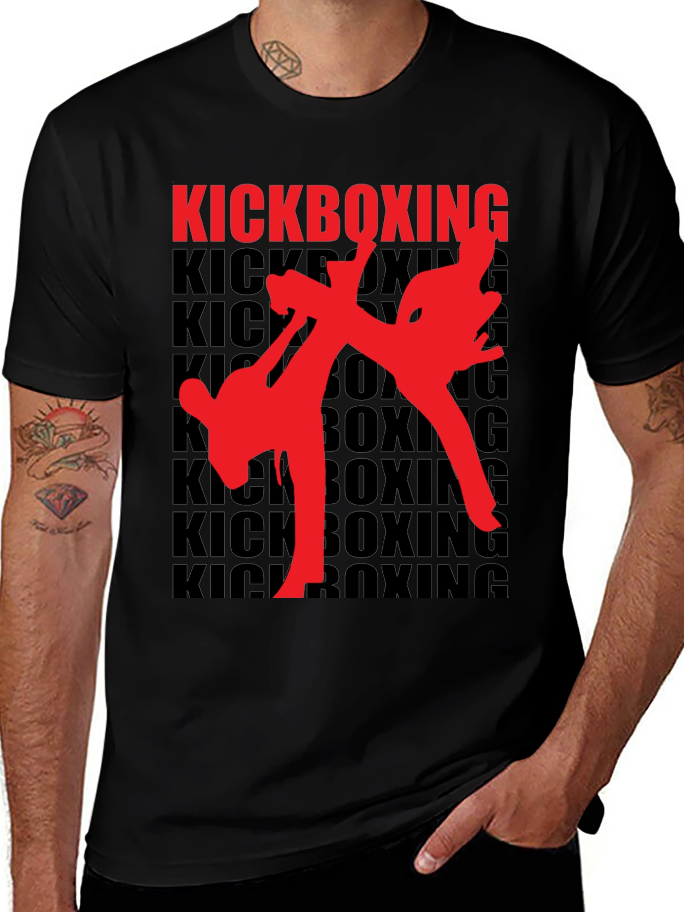 Variant 21 of Kickboxing Black T-Shirt - Martial Arts Graphic Tee