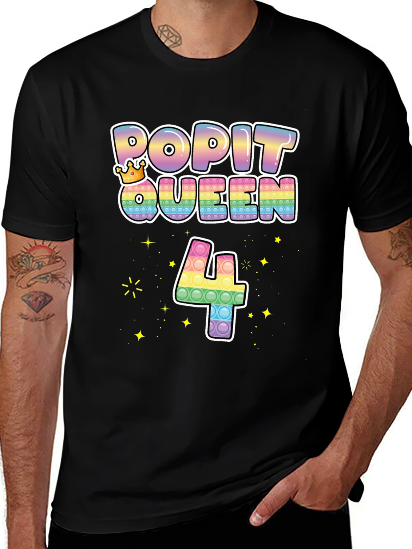 Pop It Queen 4th Birthday T-Shirt