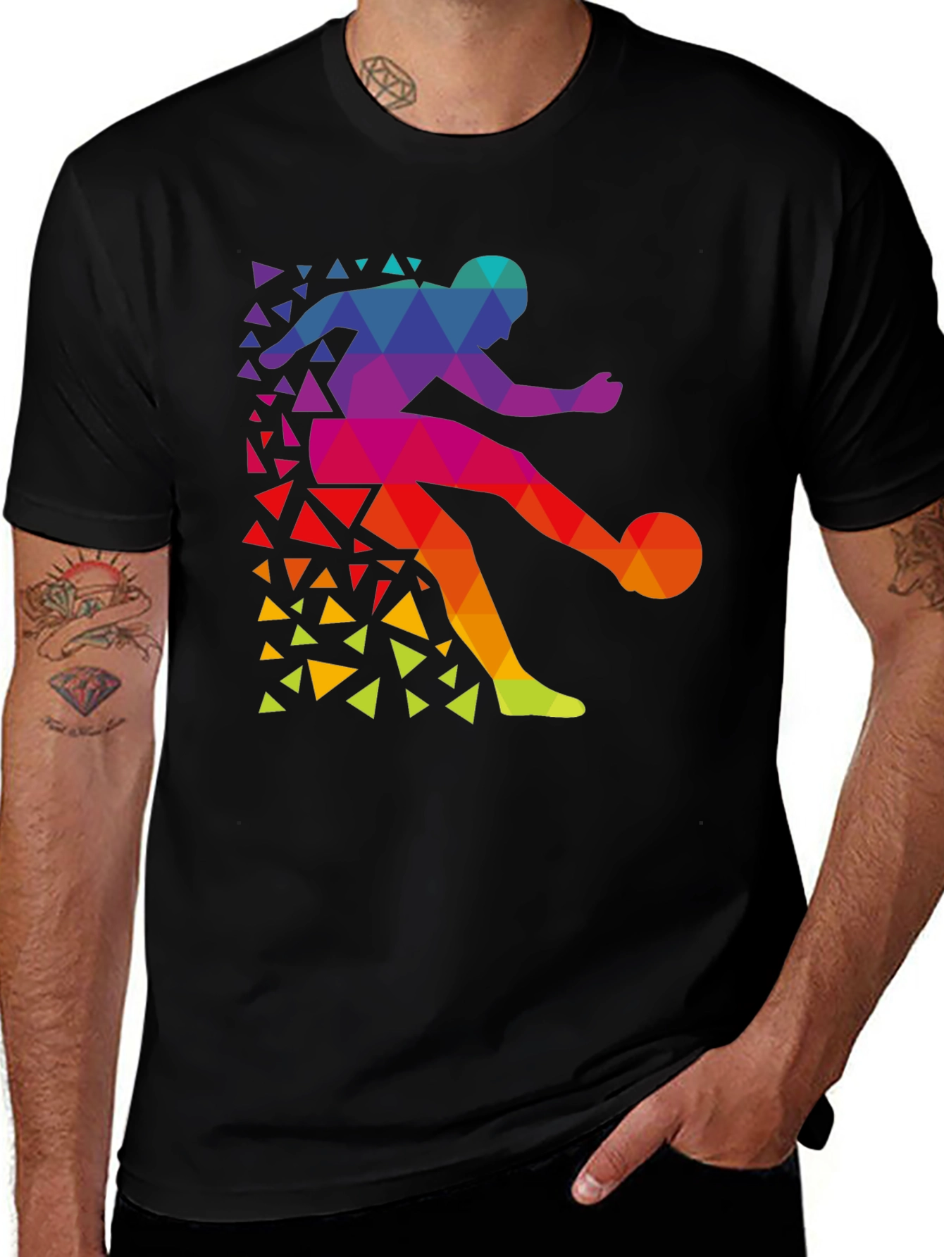 Variant 4 of Geometric Soccer Player T-Shirt - Stylish Graphic Tee