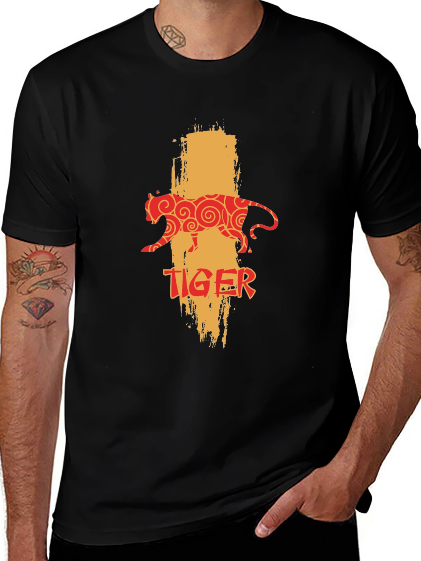 Variant 26 of Tiger Graphic Print Black T-Shirt