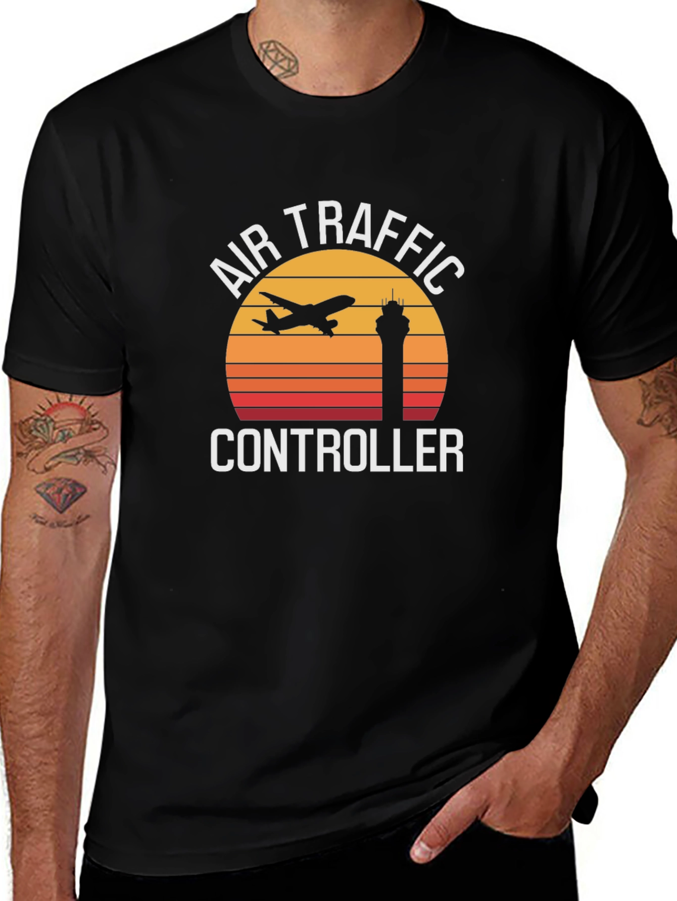 Air Traffic Controller Retro Sunset Graphic Tee