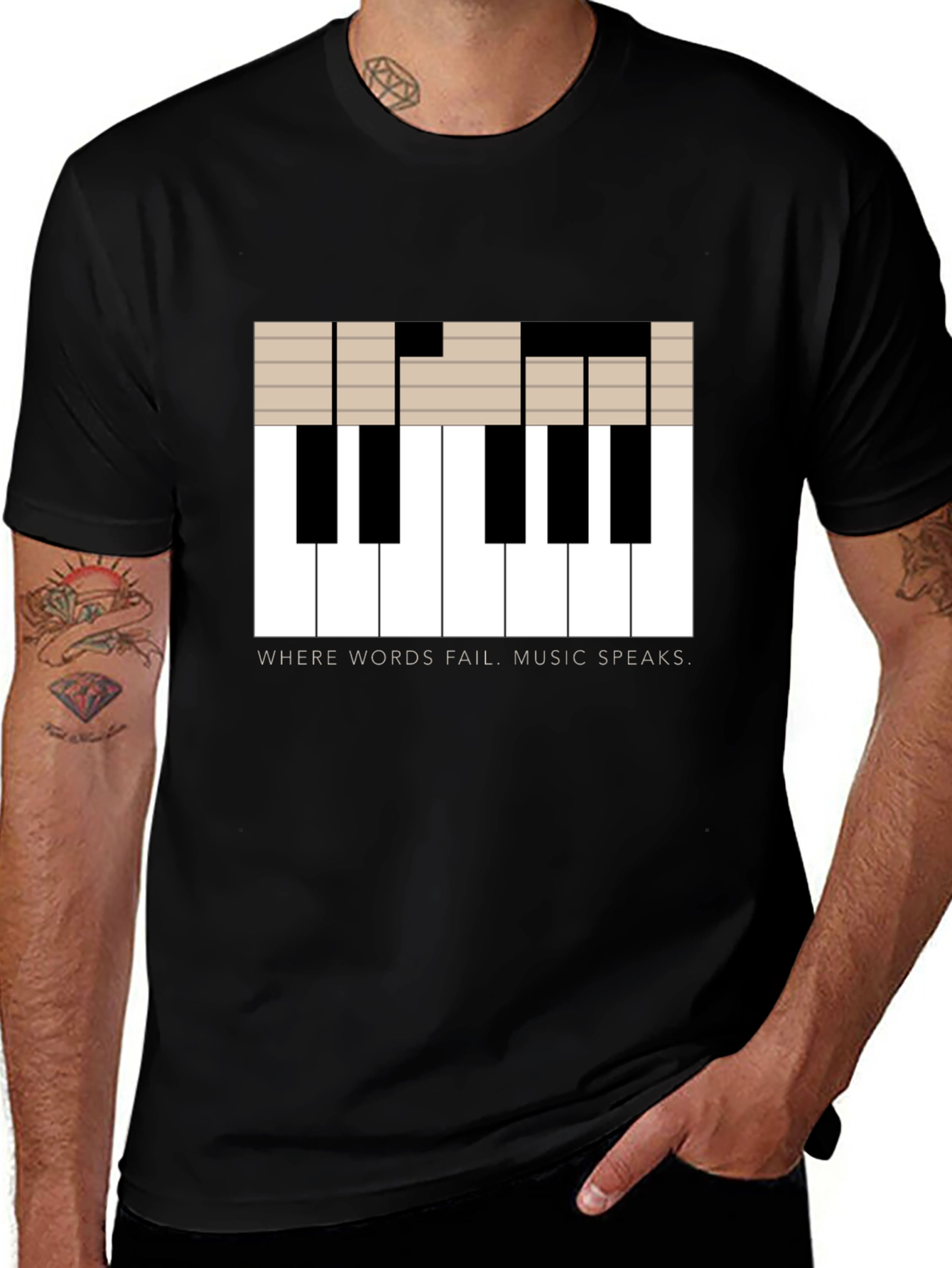 Variant 15 of Music Speaks T-Shirt - Piano Key Design