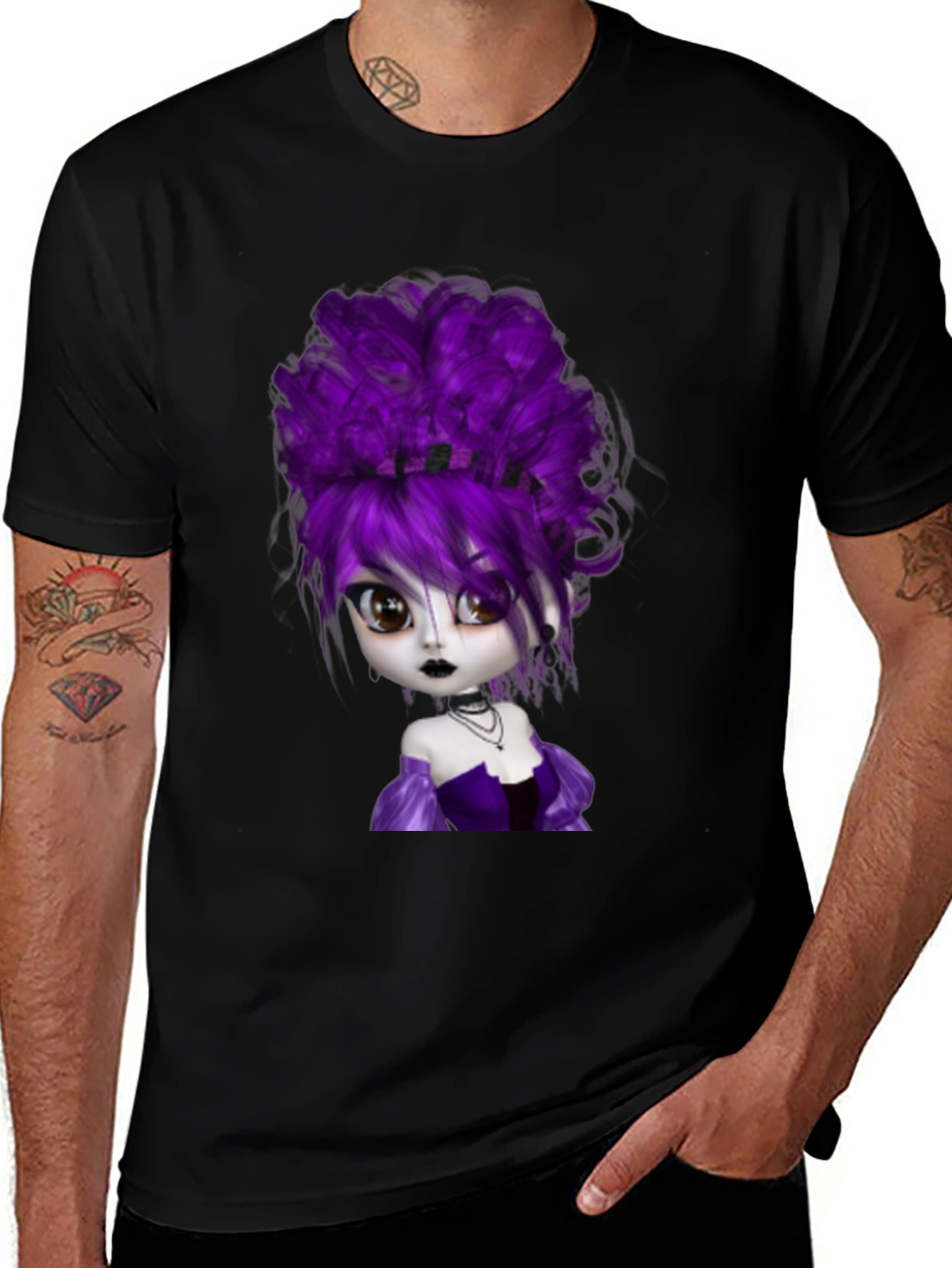Variant 24 of Gothic Doll Graphic Tee - Unique & Stylish!