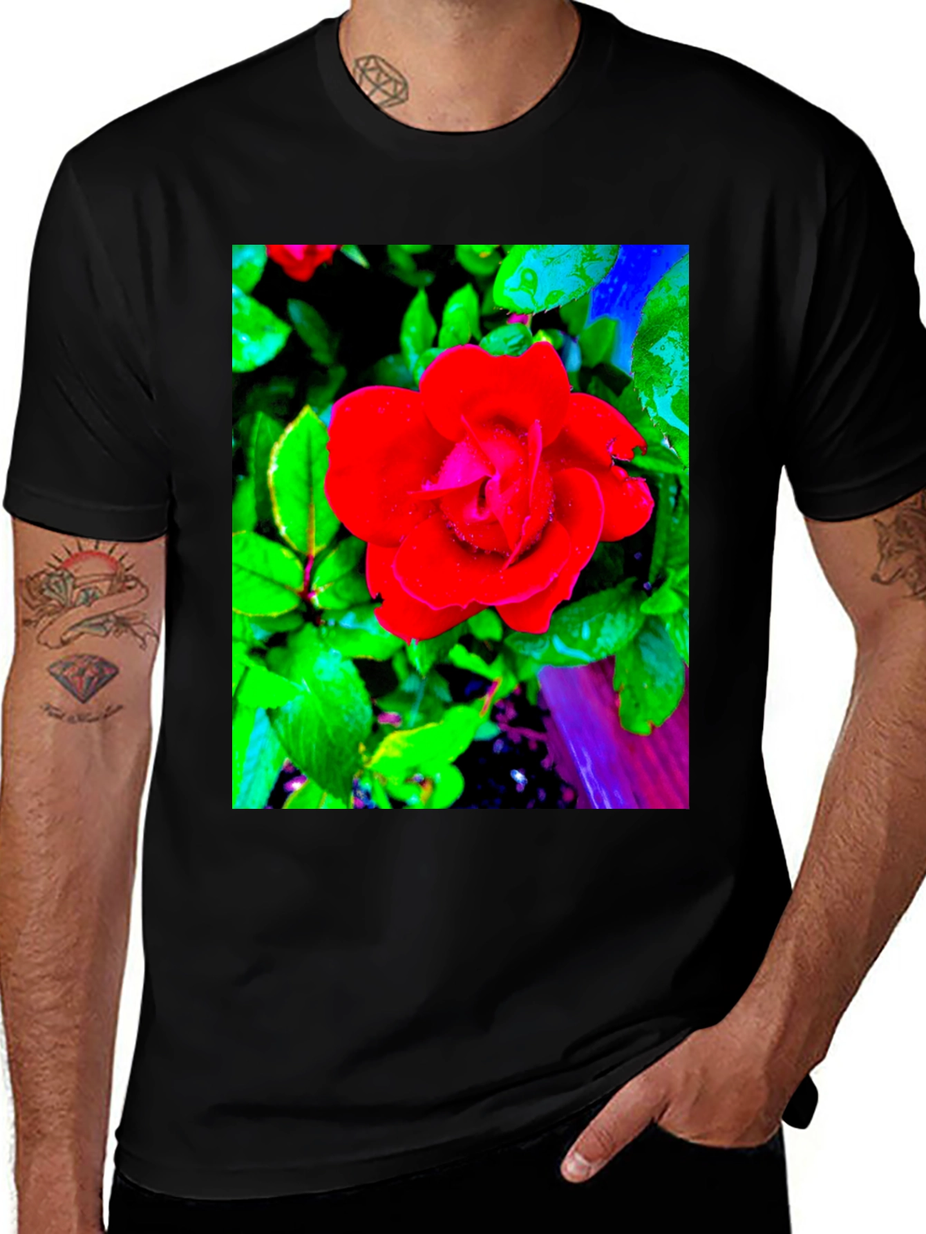 Variant 7 of Red Rose Graphic T-Shirt - Floral Print Tee