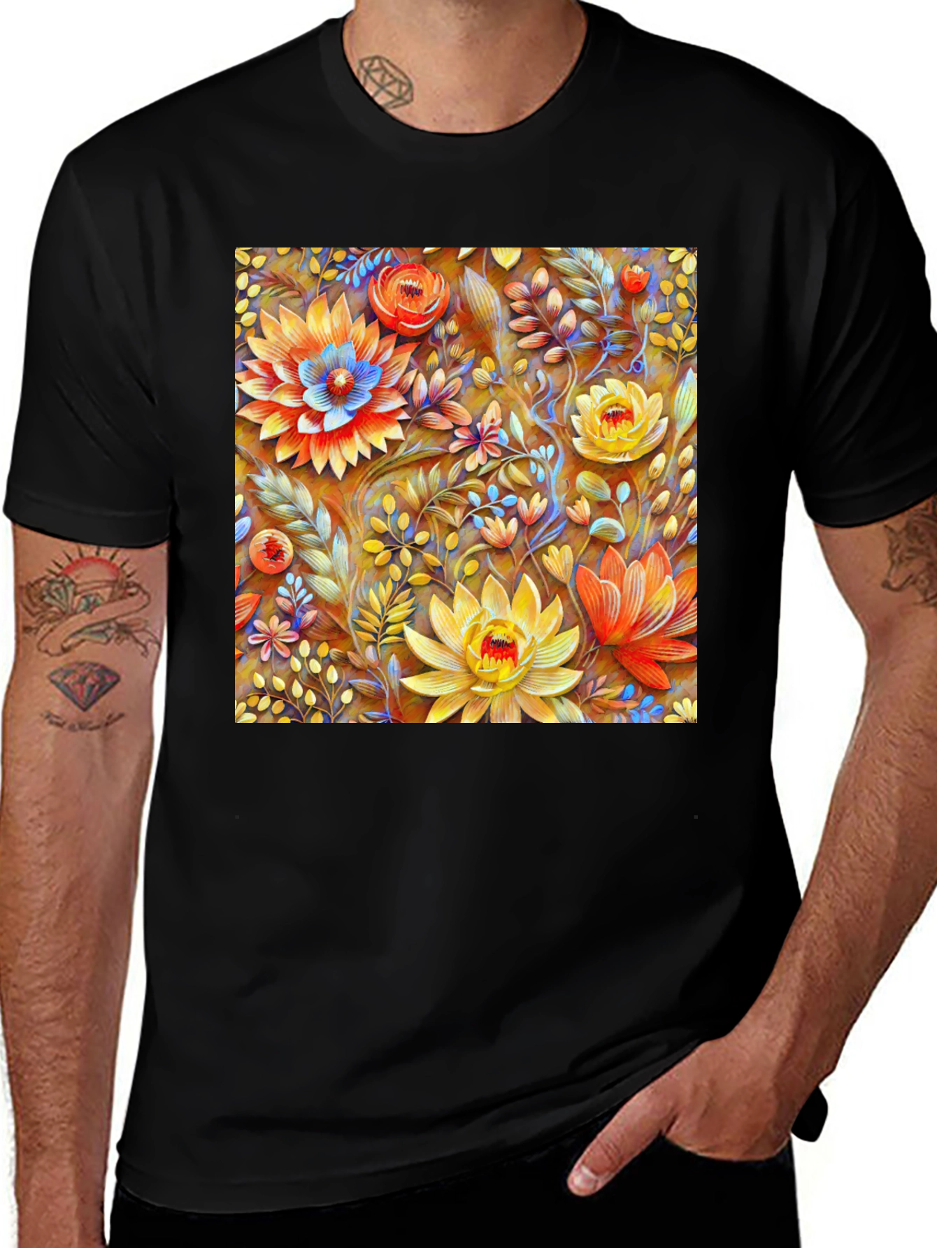 Variant 21 of Floral Art Graphic Print T-Shirt