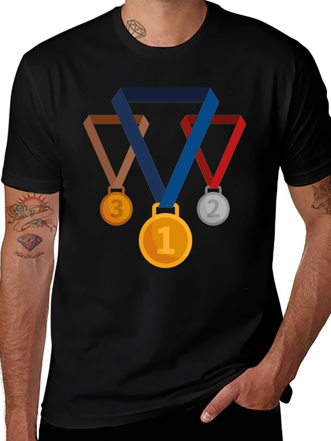 Variant 23 of Medal Graphic Black T-Shirt