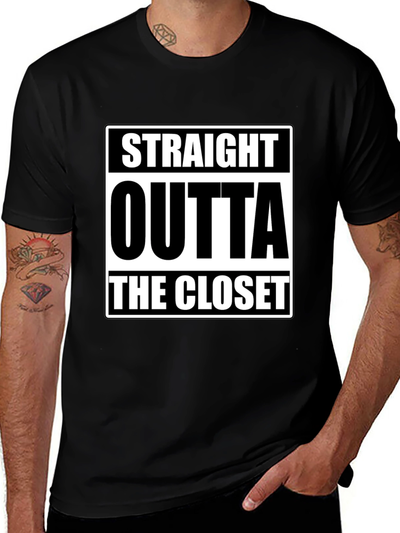 Variant 7 of Straight Outta The Closet Black T-Shirt