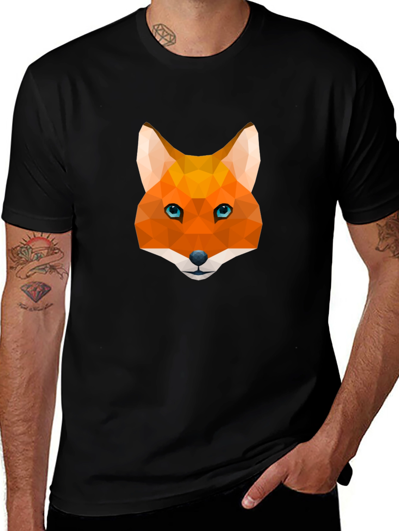 Variant 2 of Geometric Fox Graphic Tee - Modern Men's T-Shirt