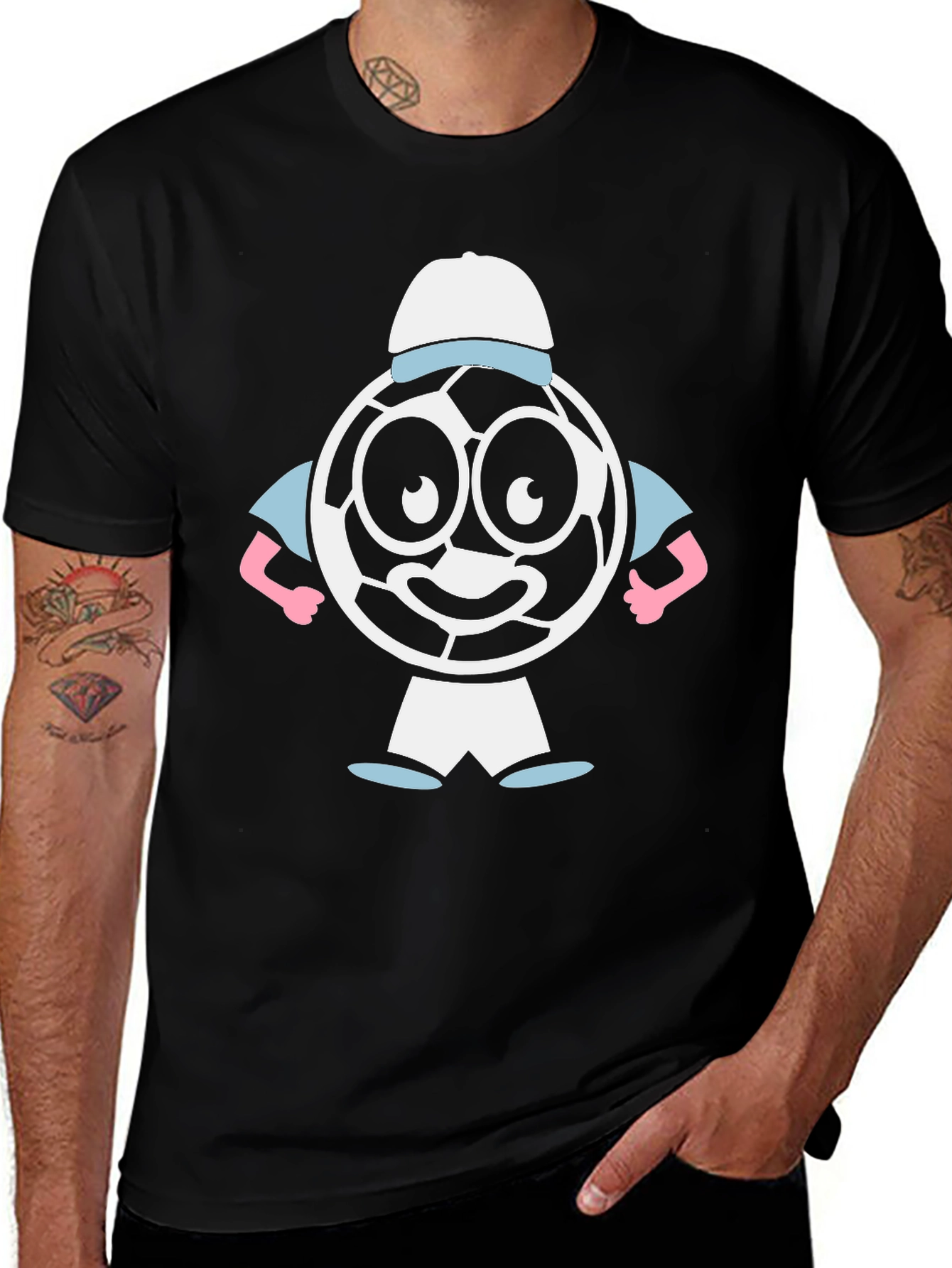 Variant 10 of Cartoon Soccer Ball Graphic Tee