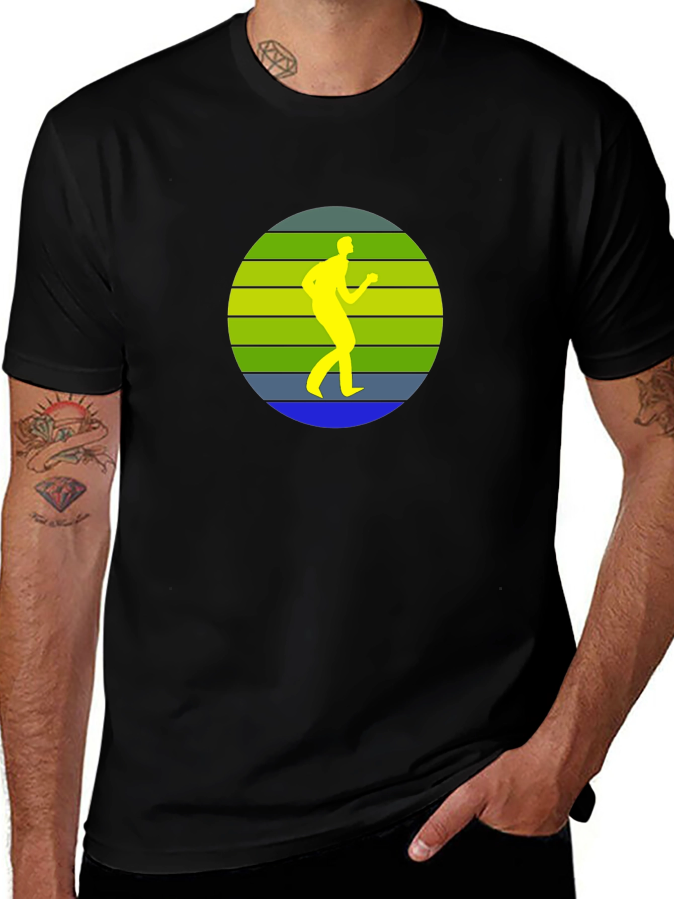 Variant 5 of Retro Runner Graphic Black T-Shirt