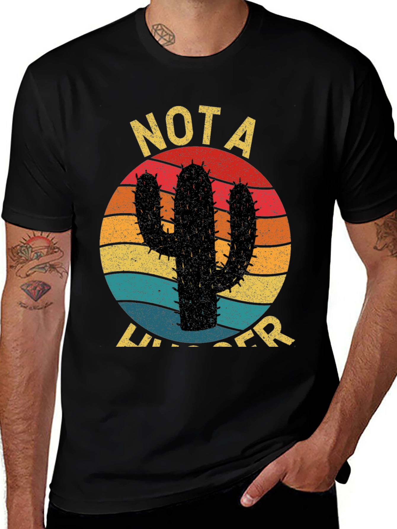 Variant 13 of Funny Cactus Graphic Tee - "Not a Hugger" T-Shirt