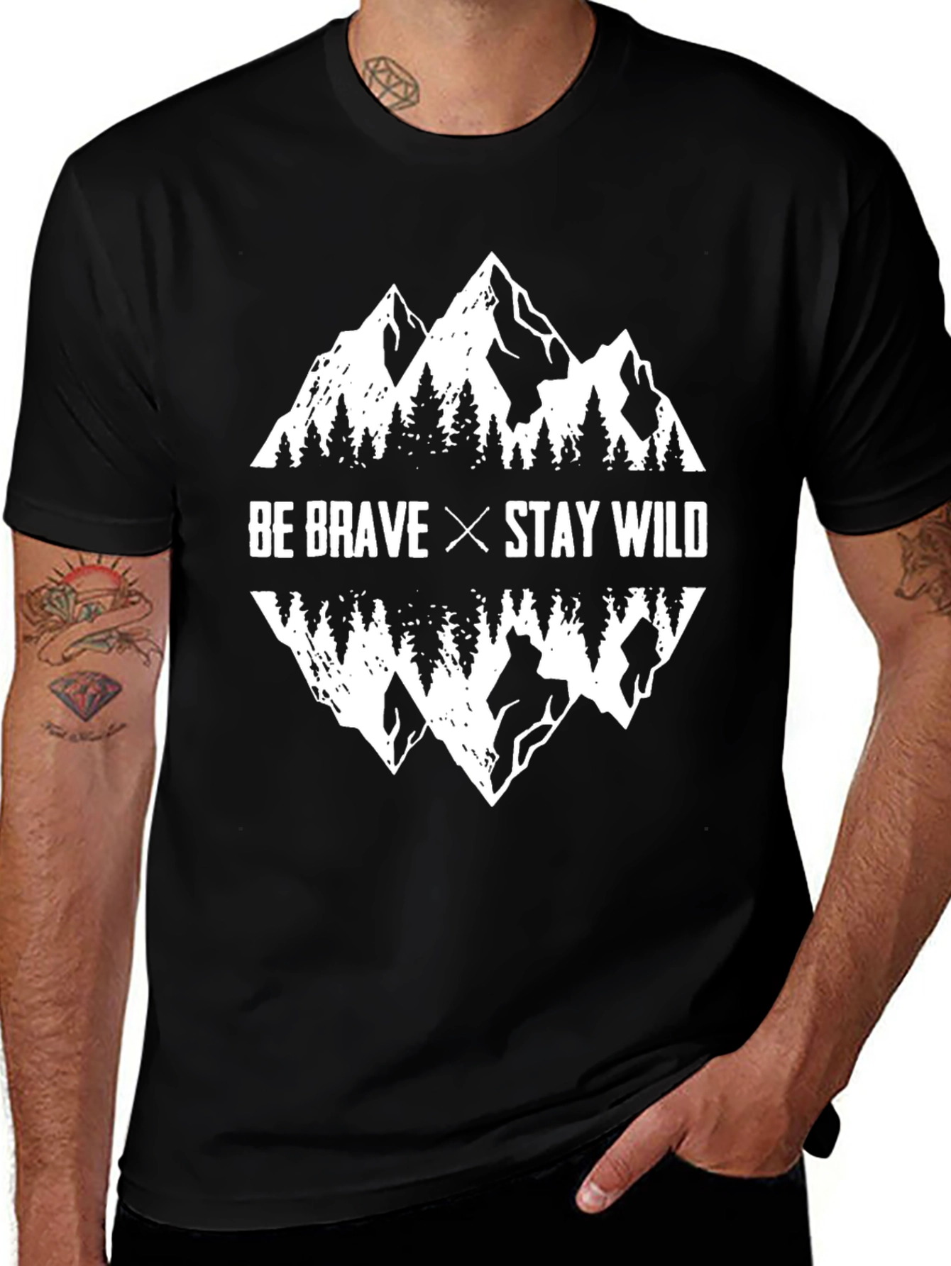 Variant 8 of Be Brave Stay Wild Mountain Graphic Tee