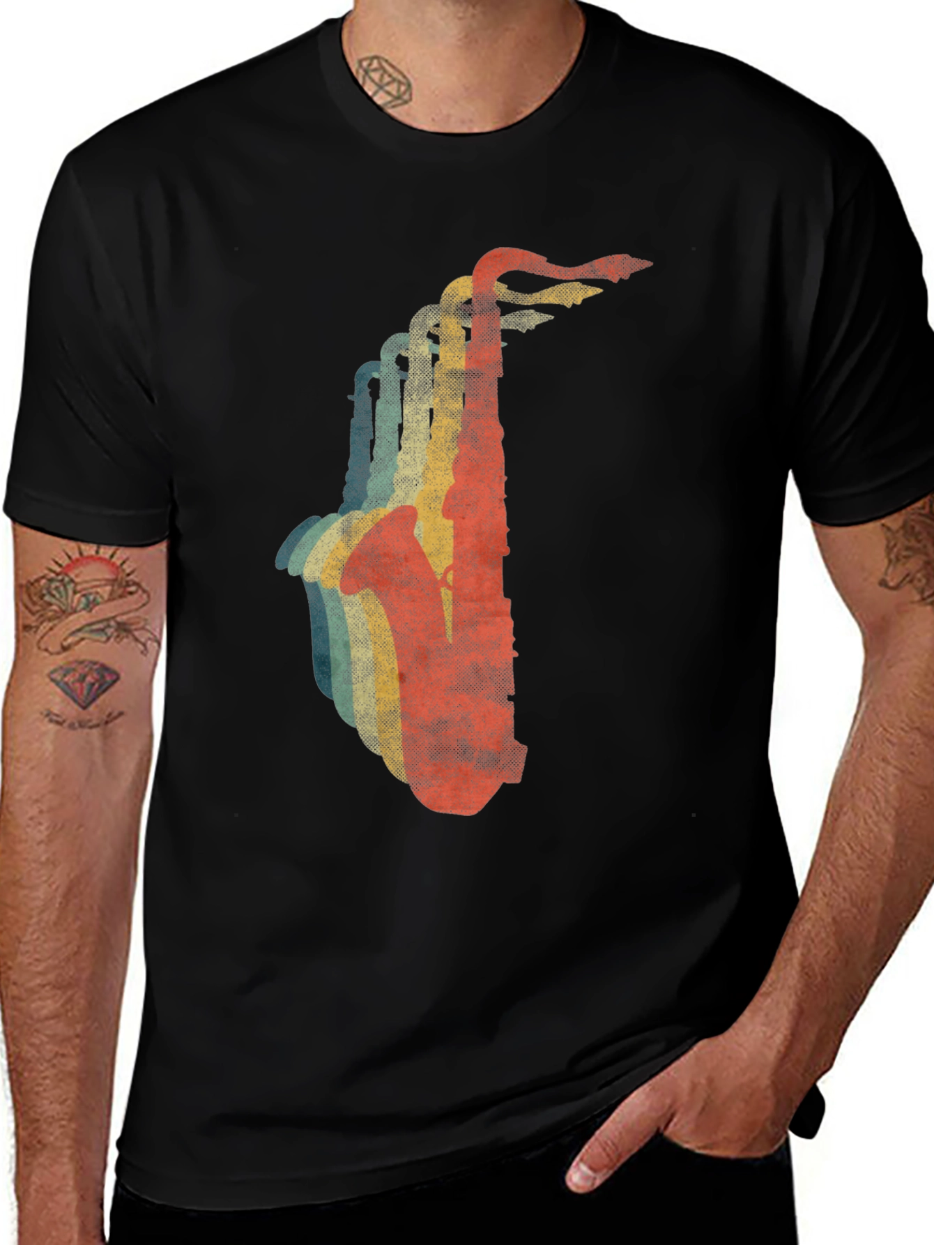 Retro Saxophone Graphic T-Shirt - Cool Music Lover Tee