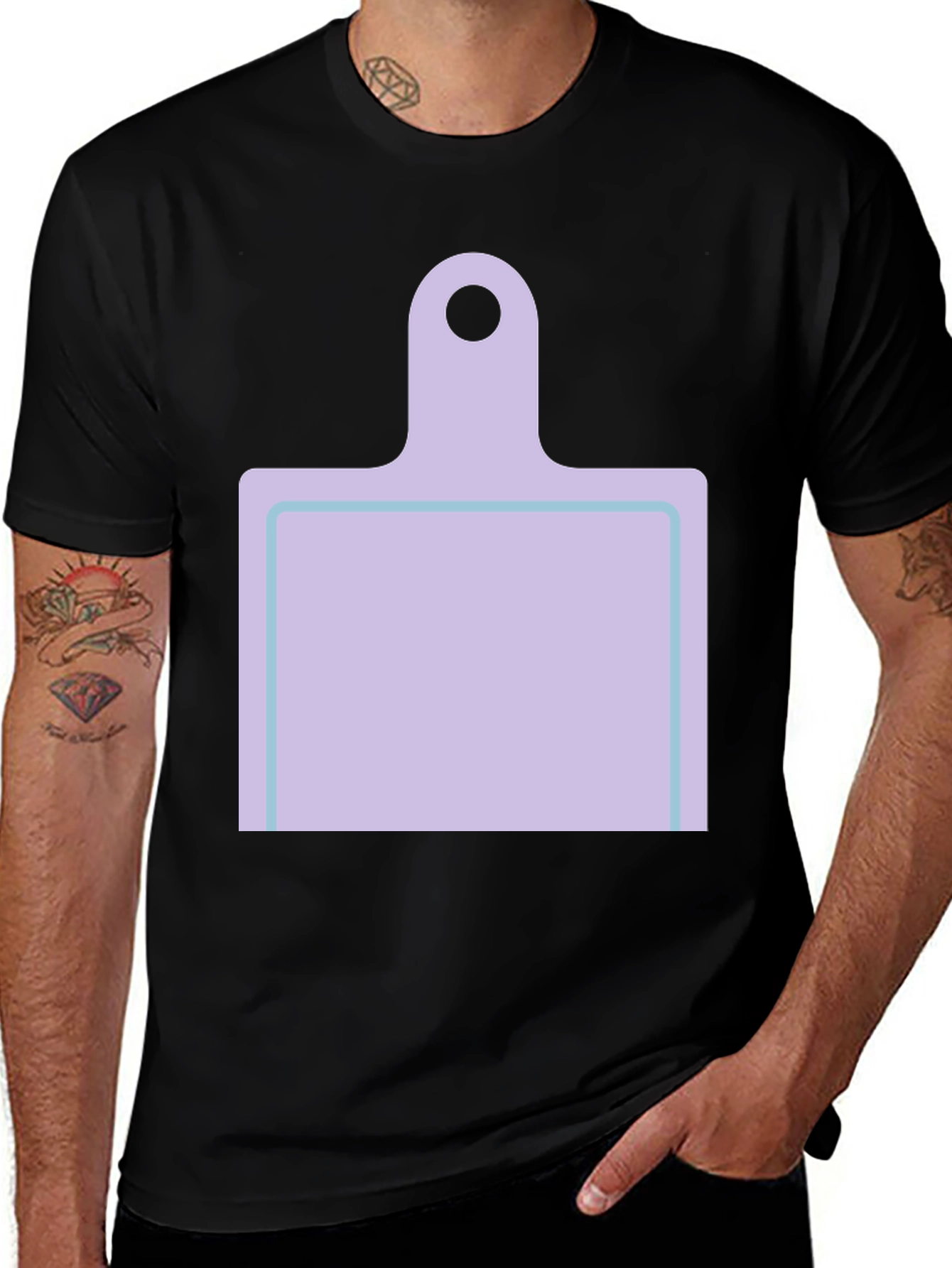 Variant 8 of Novelty Cutting Board Graphic Tee - Black Casual Shirt