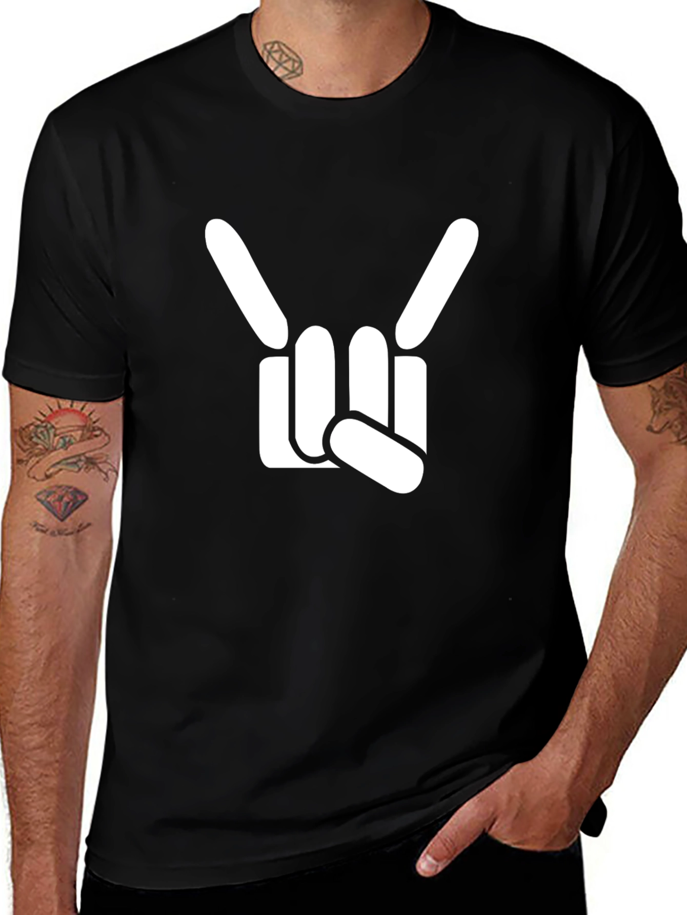 Variant 12 of Rock On Hand Gesture Graphic T-Shirt