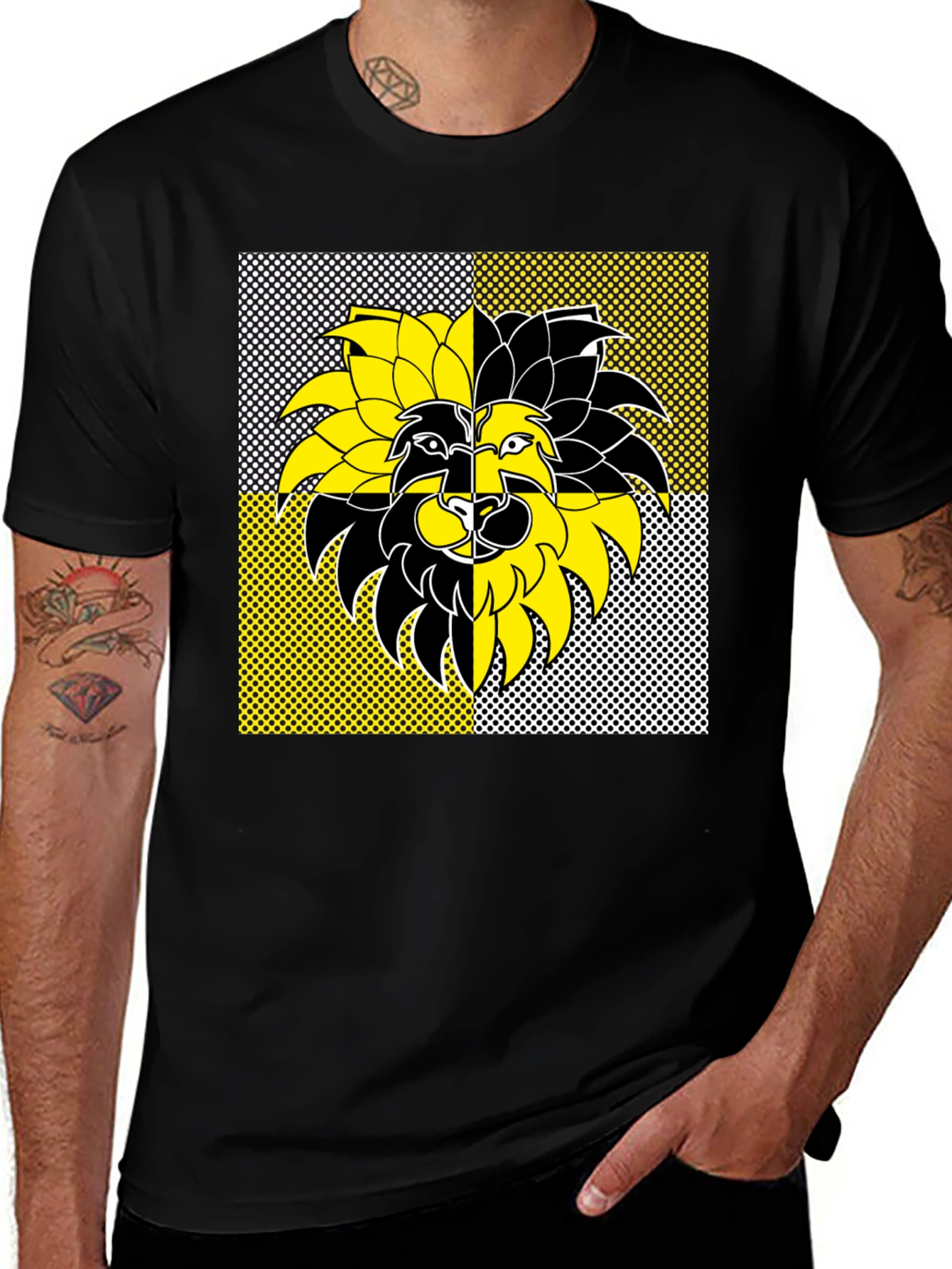 Variant 23 of Pop Art Lion Graphic Tee - Black