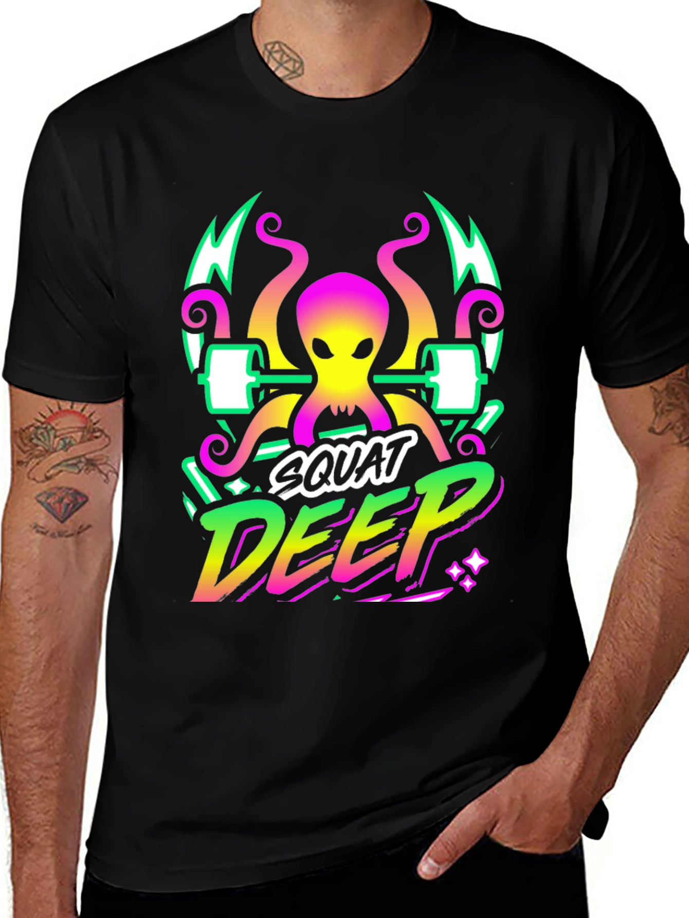 Variant 4 of Squat Deep Graphic T-Shirt Octopus Gym