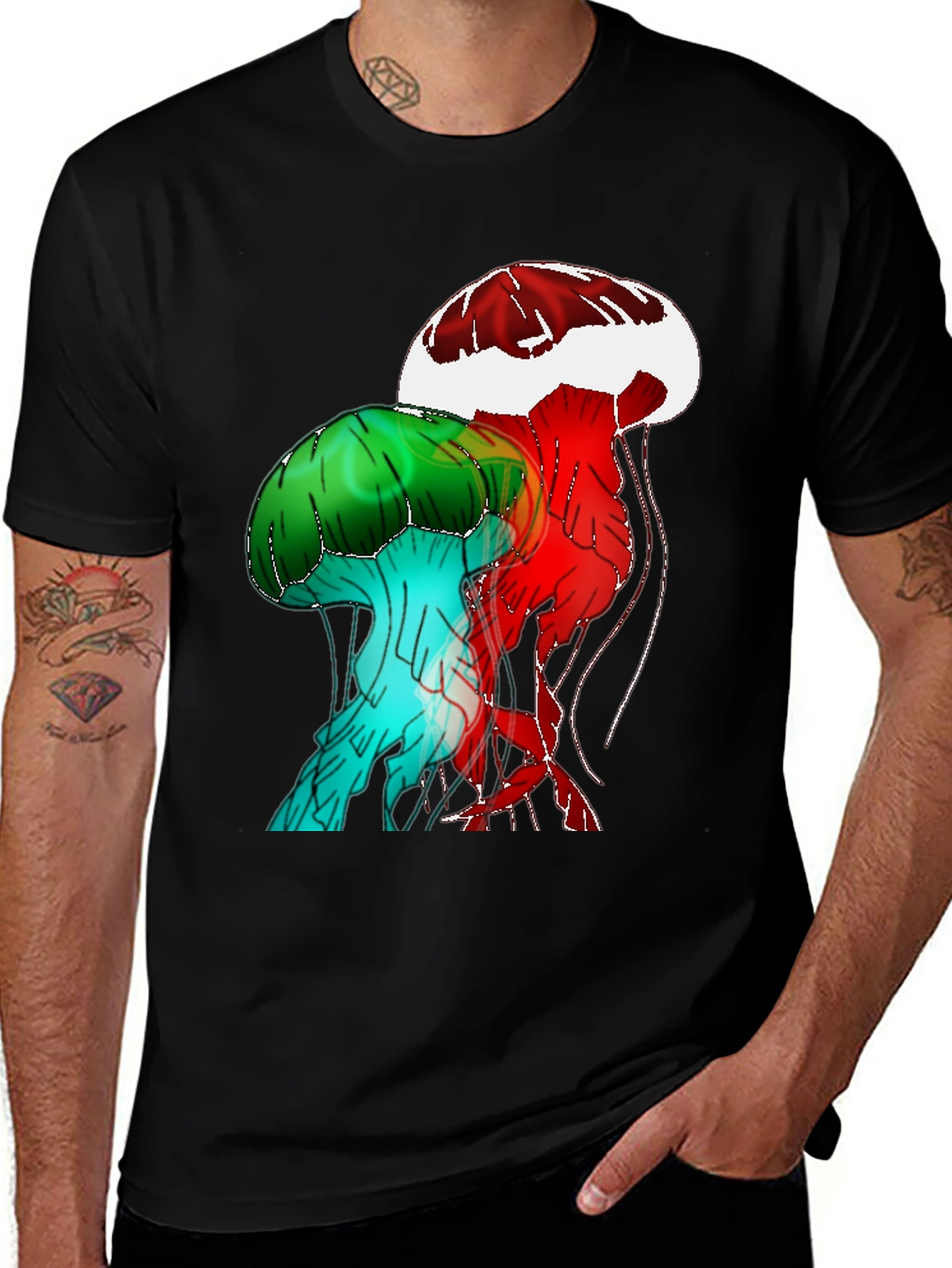 Variant 25 of Jellyfish Graphic Black T-Shirt
