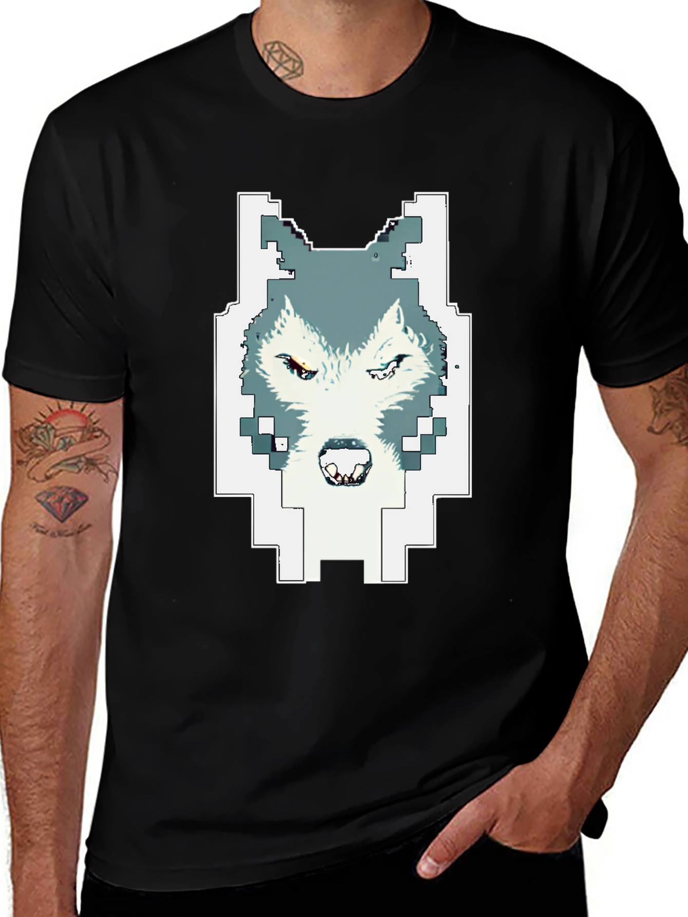 Variant 29 of Pixel Wolf Graphic Tee - Cool Gamer Style