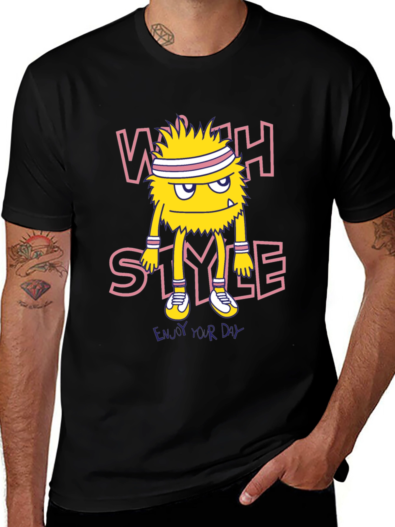 Variant 25 of Whack Style Monster Graphic Tee - Black