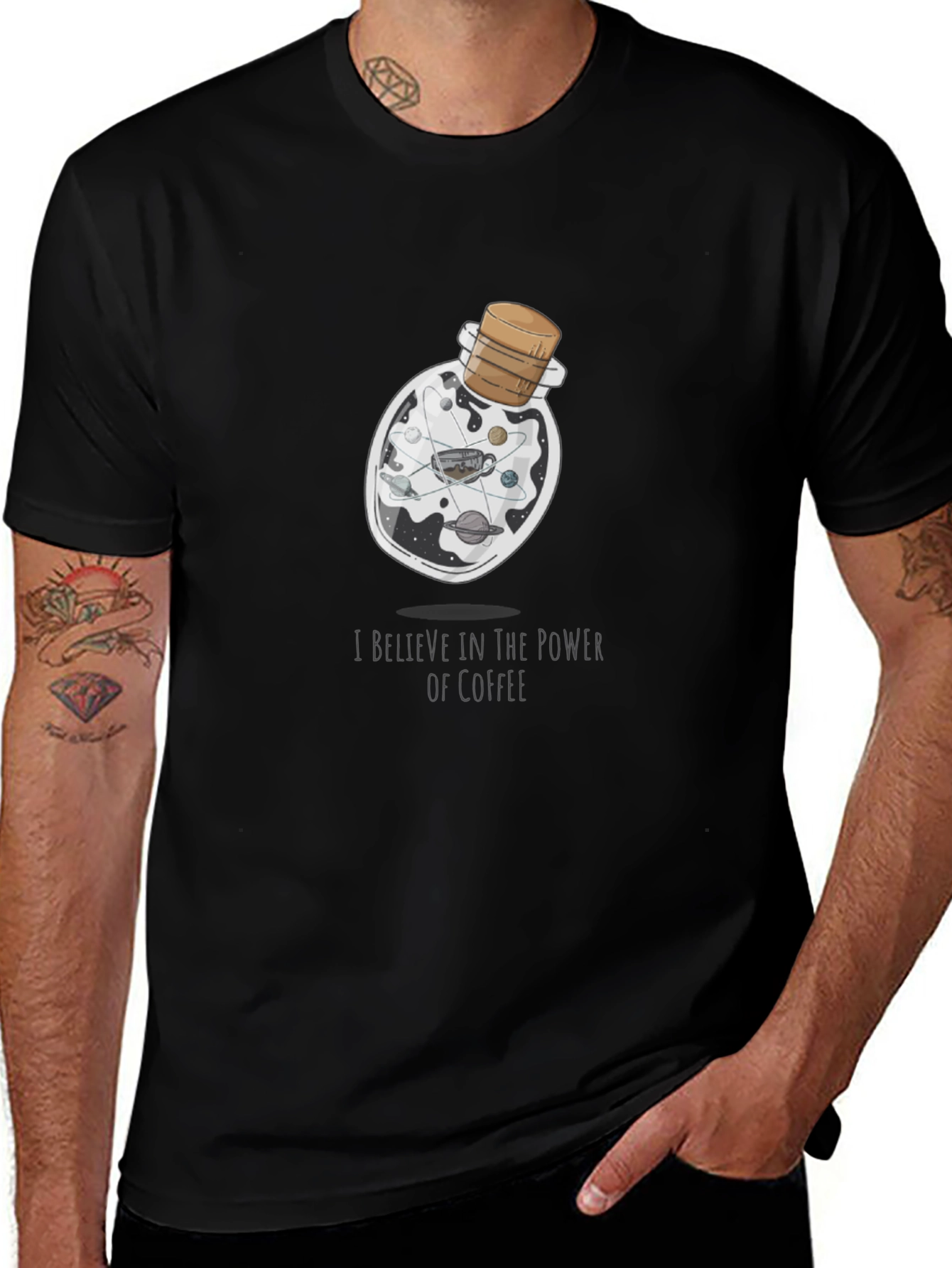 Variant 2 of Coffee Power T-Shirt - Universe in a Bottle