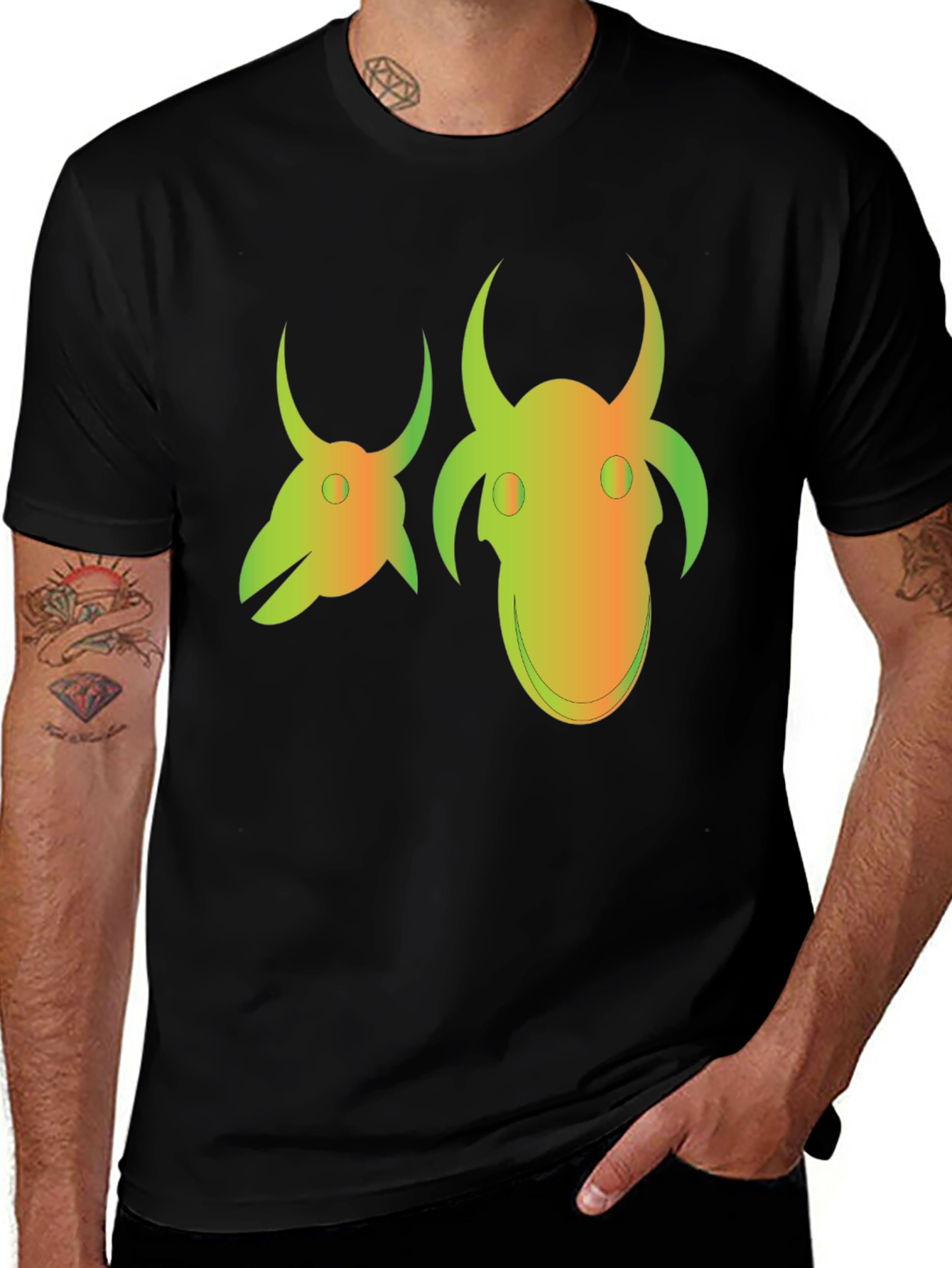 Variant 28 of Unique Graphic Tee - Two Headed Creature Design