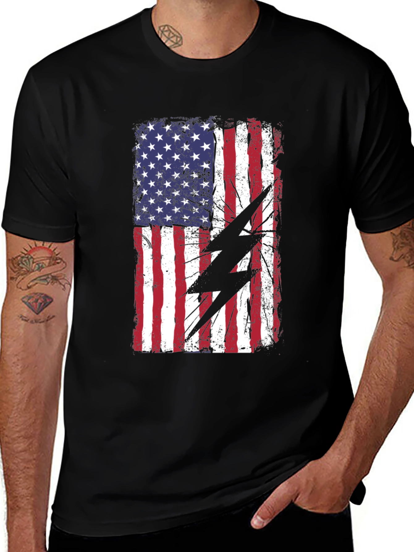Variant 3 of American Flag Lightning Bolt T-Shirt