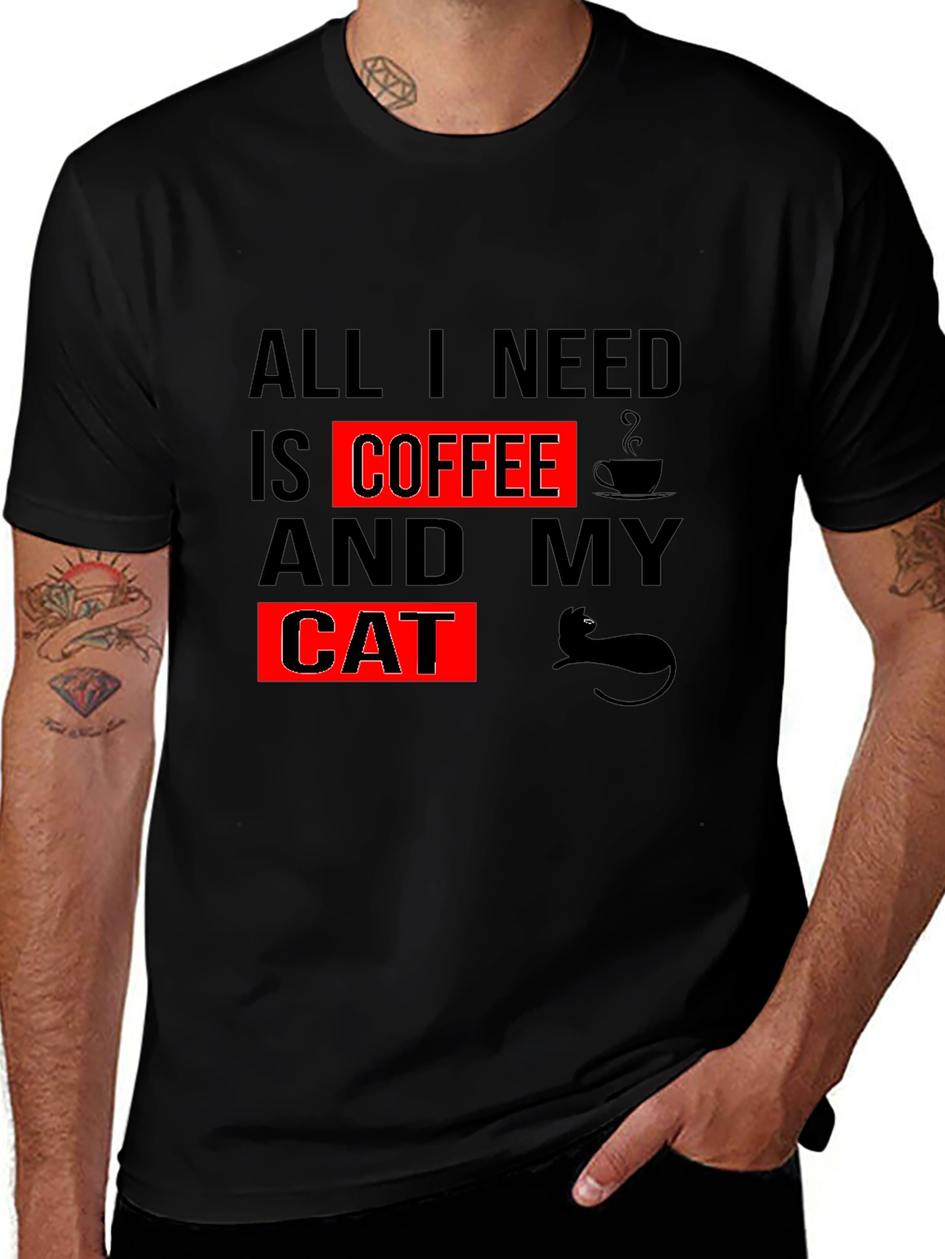 Variant 14 of Coffee and Cat Graphic Tee - Unisex