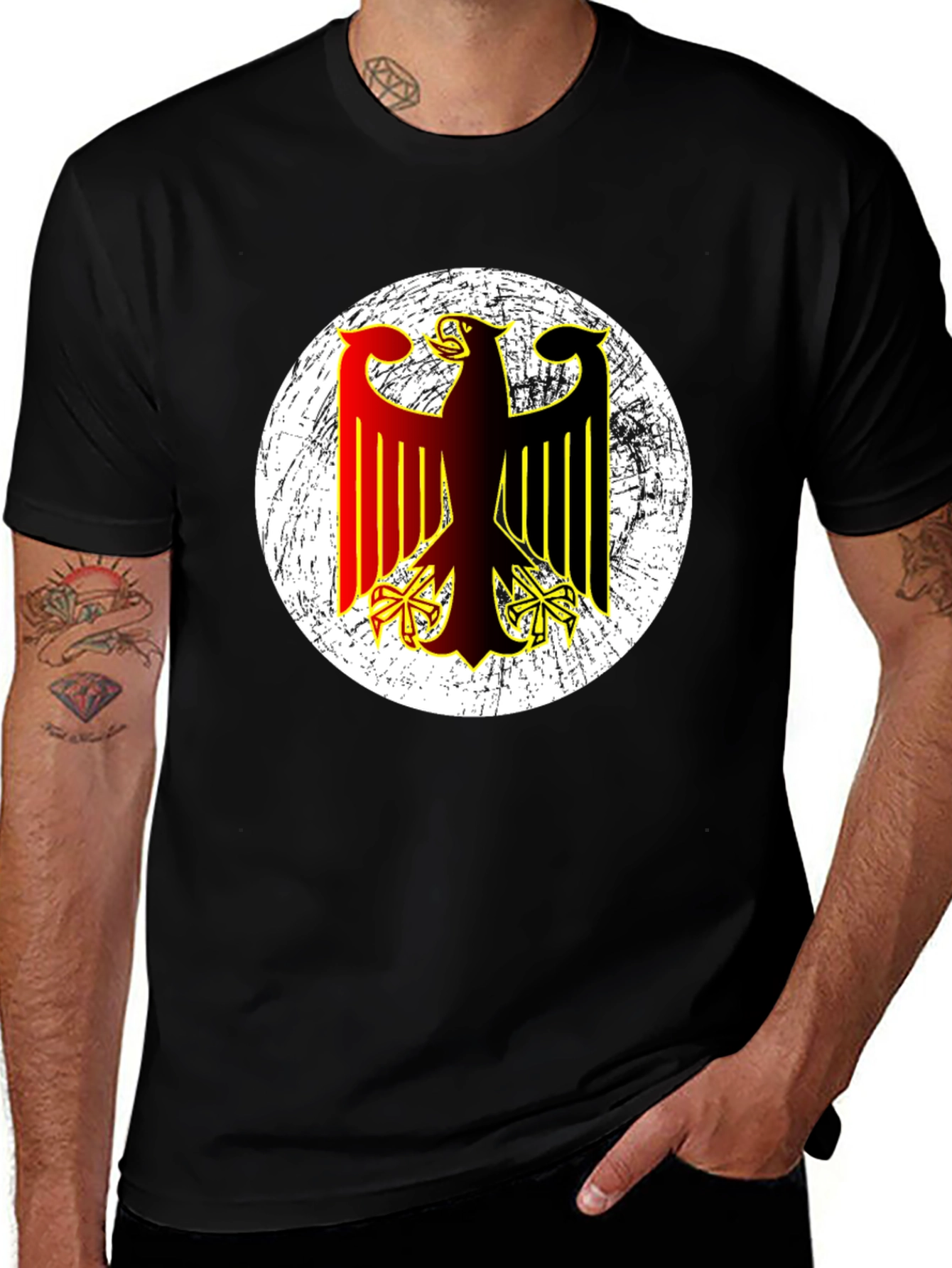 German Eagle Graphic T-Shirt - Black Cotton Tee