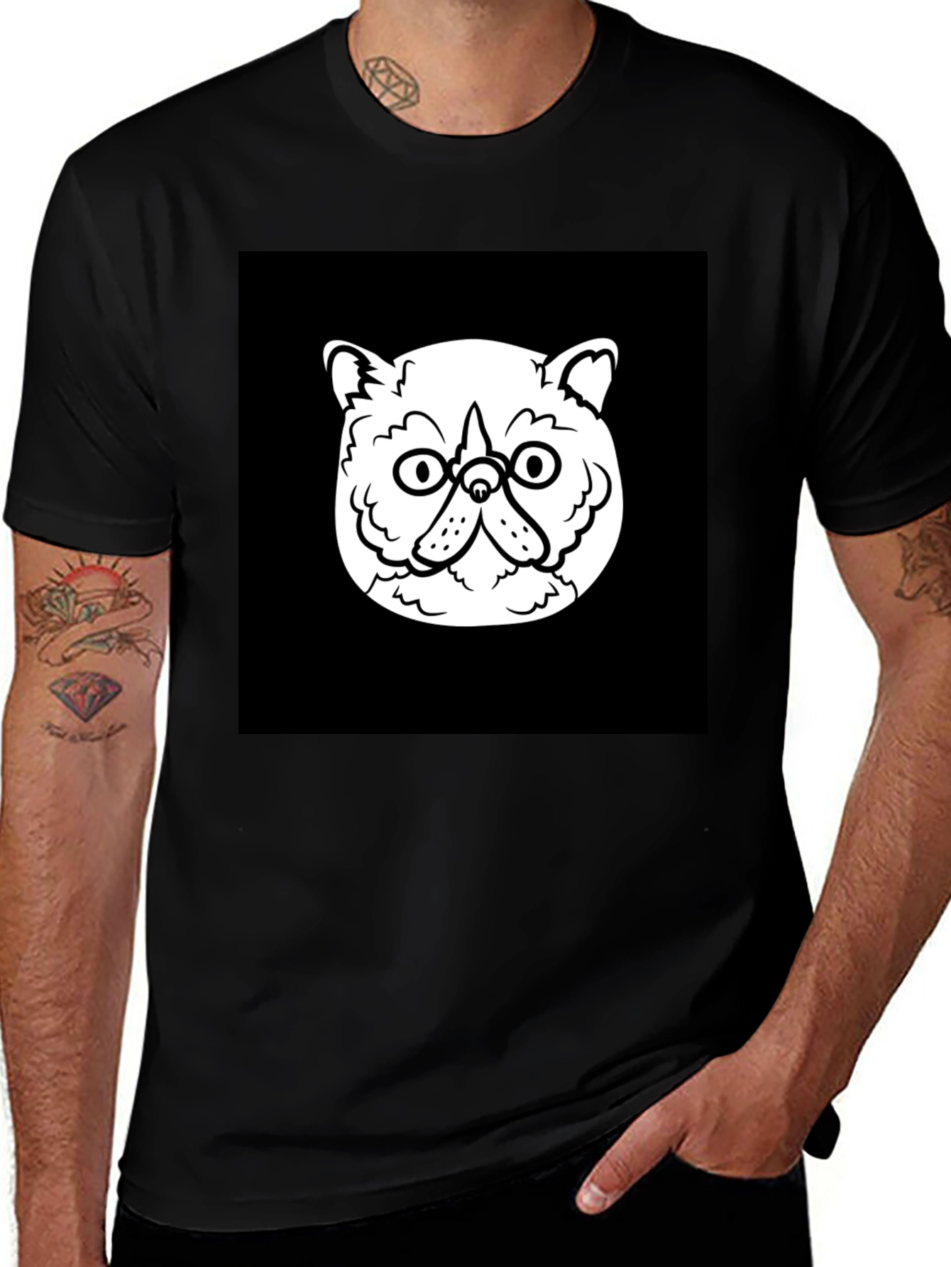 Variant 30 of Cool Cat Graphic Black T-Shirt