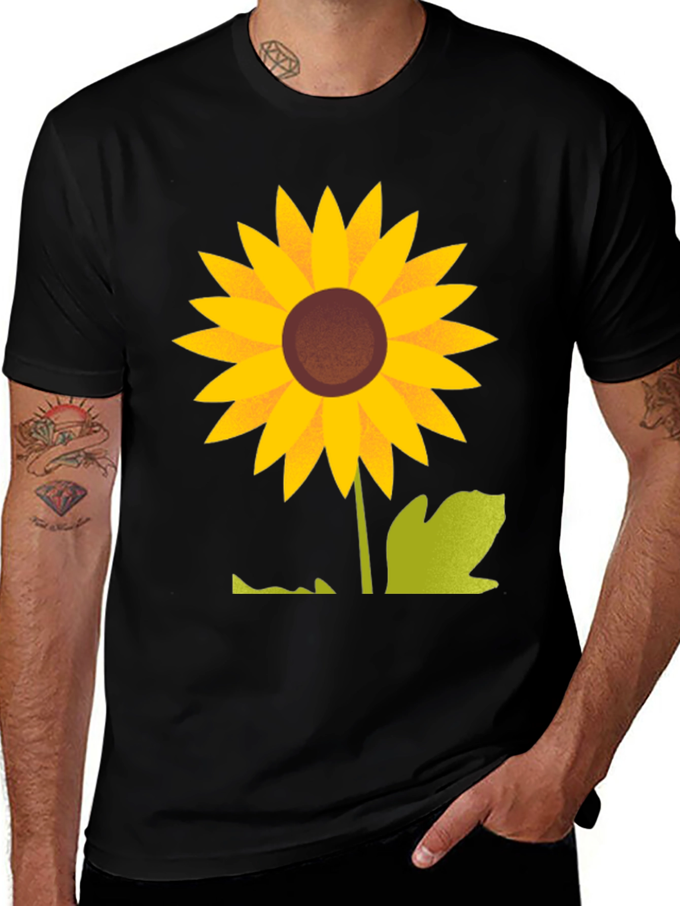 Variant 7 of Sunflower Graphic Tee - Black Cotton Blend