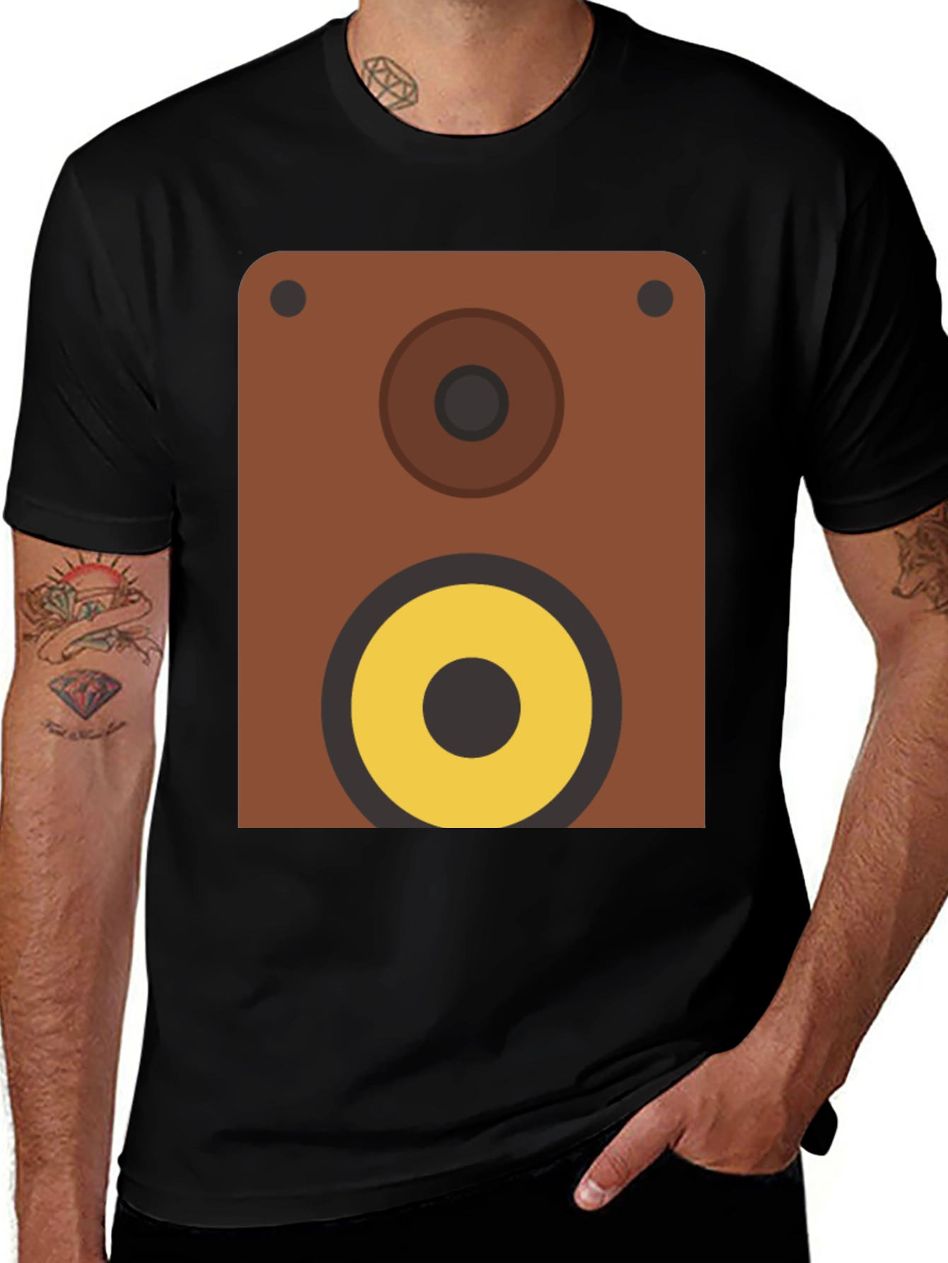 Variant 17 of Speaker Graphic Print Black T-Shirt