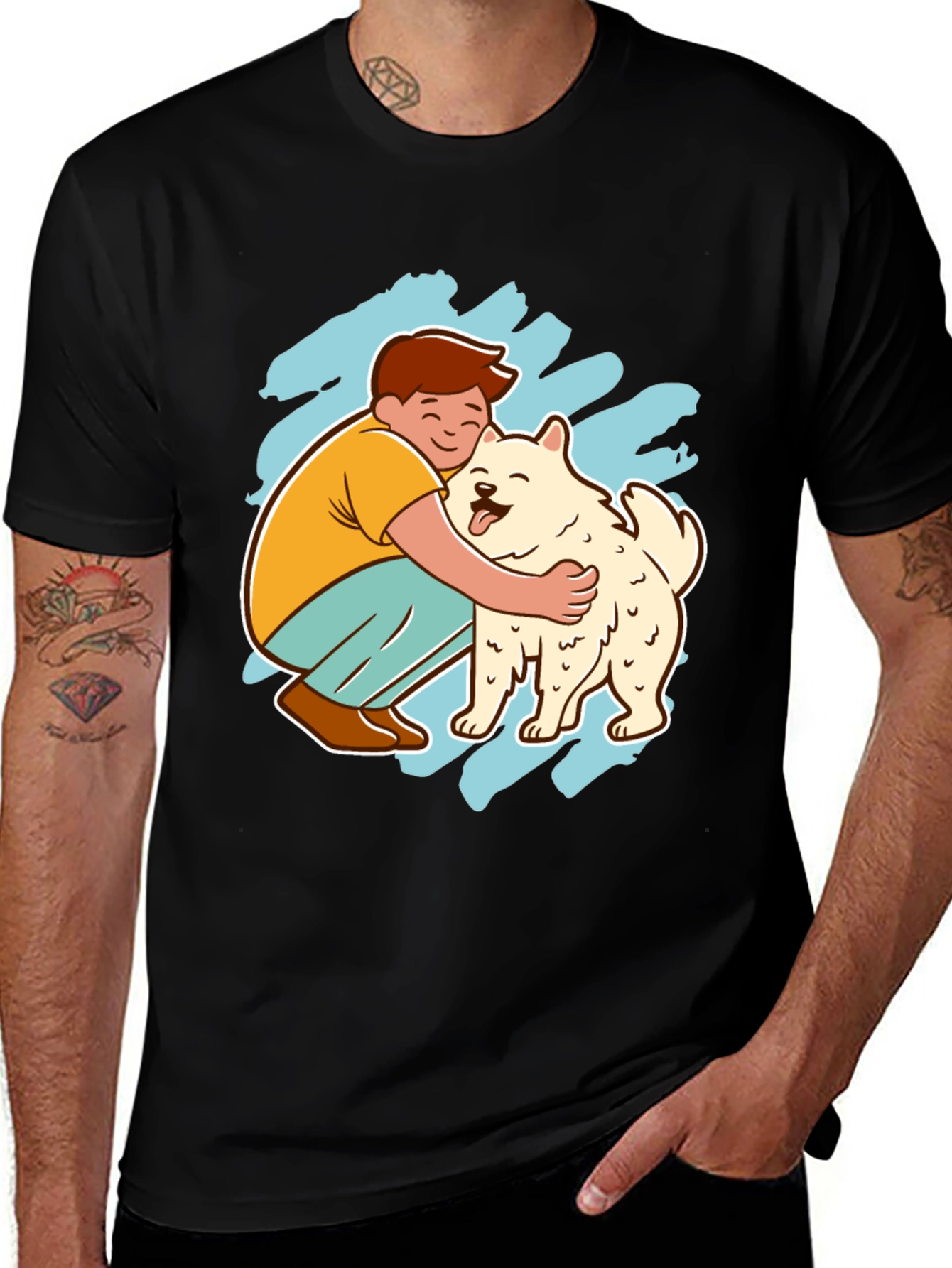 Variant 12 of Boy Hugging Dog Graphic Tee