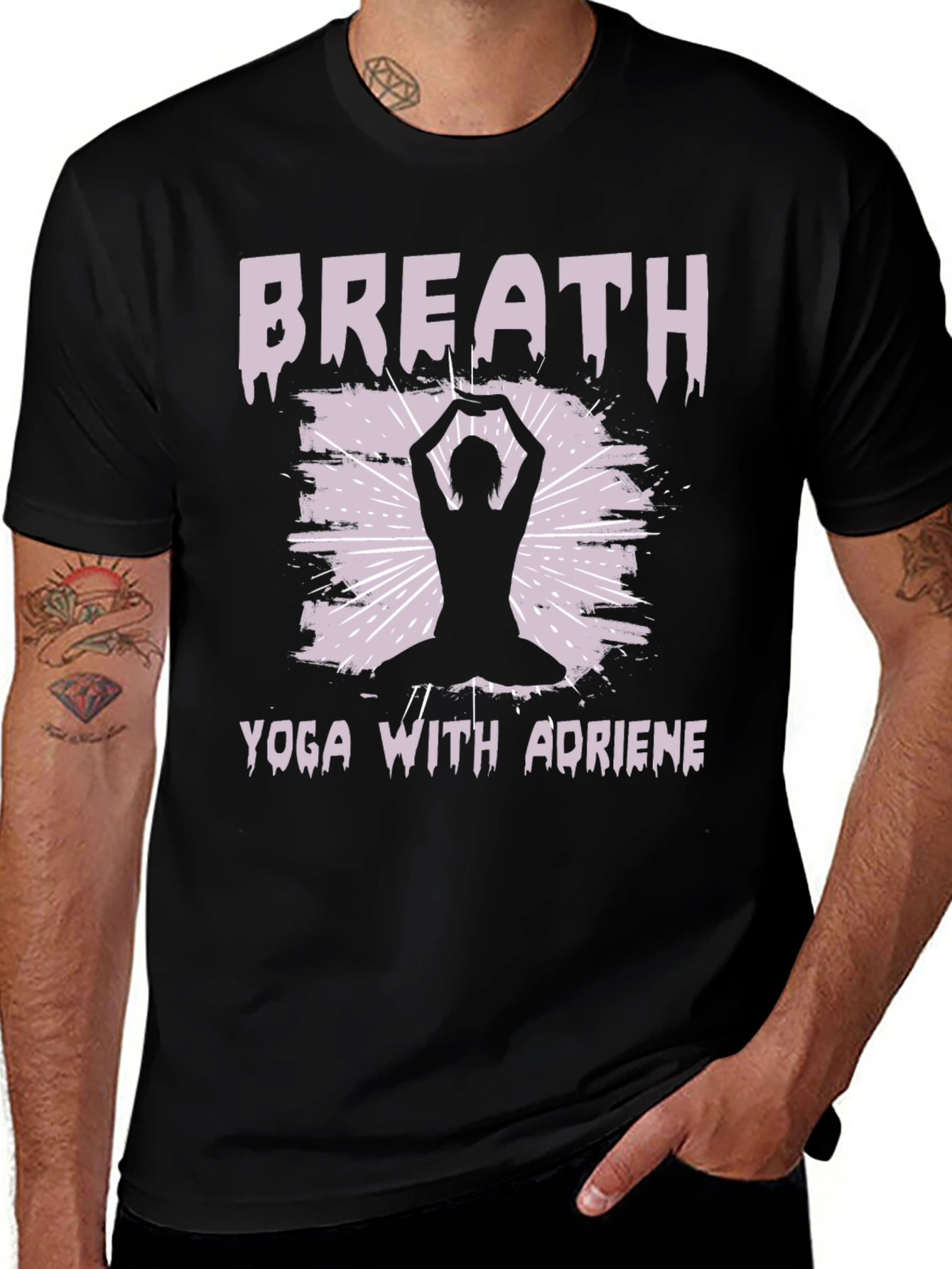 Yoga With Adriene Breathe T-Shirt - Black Graphic Tee
