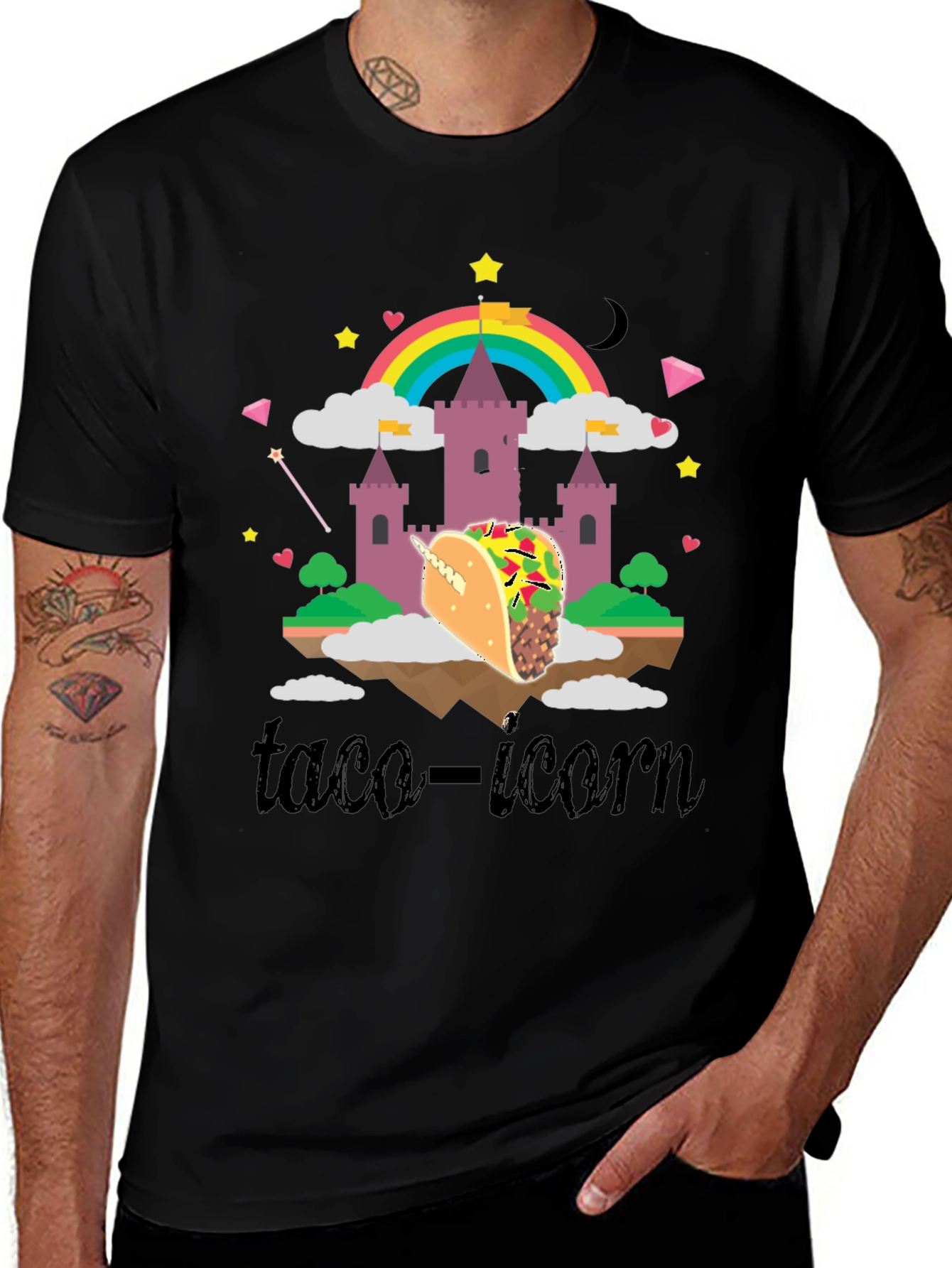 Variant 23 of Taco-icorn Black Graphic T-Shirt