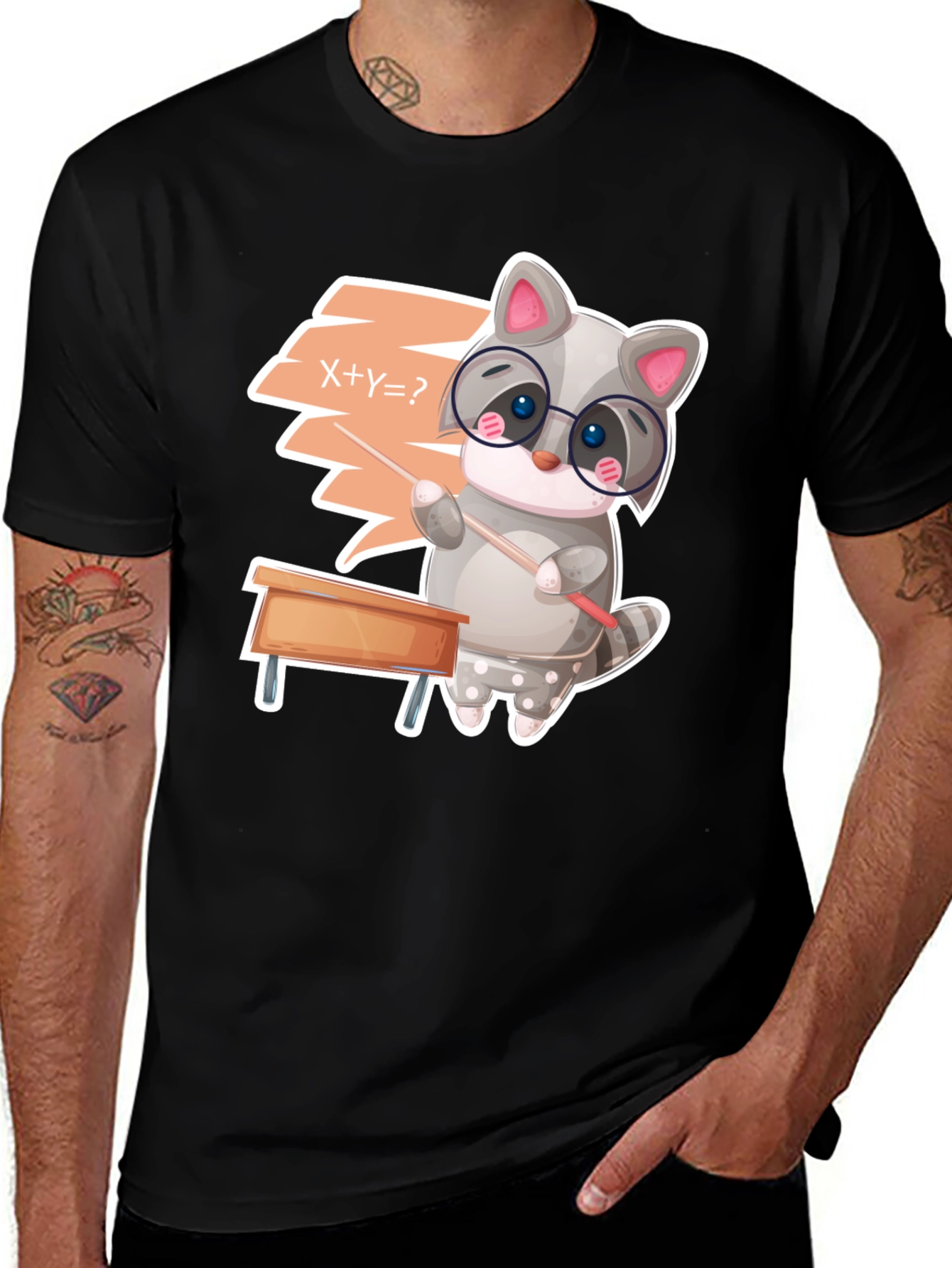 Variant 23 of Cute Raccoon Teacher Graphic T-Shirt