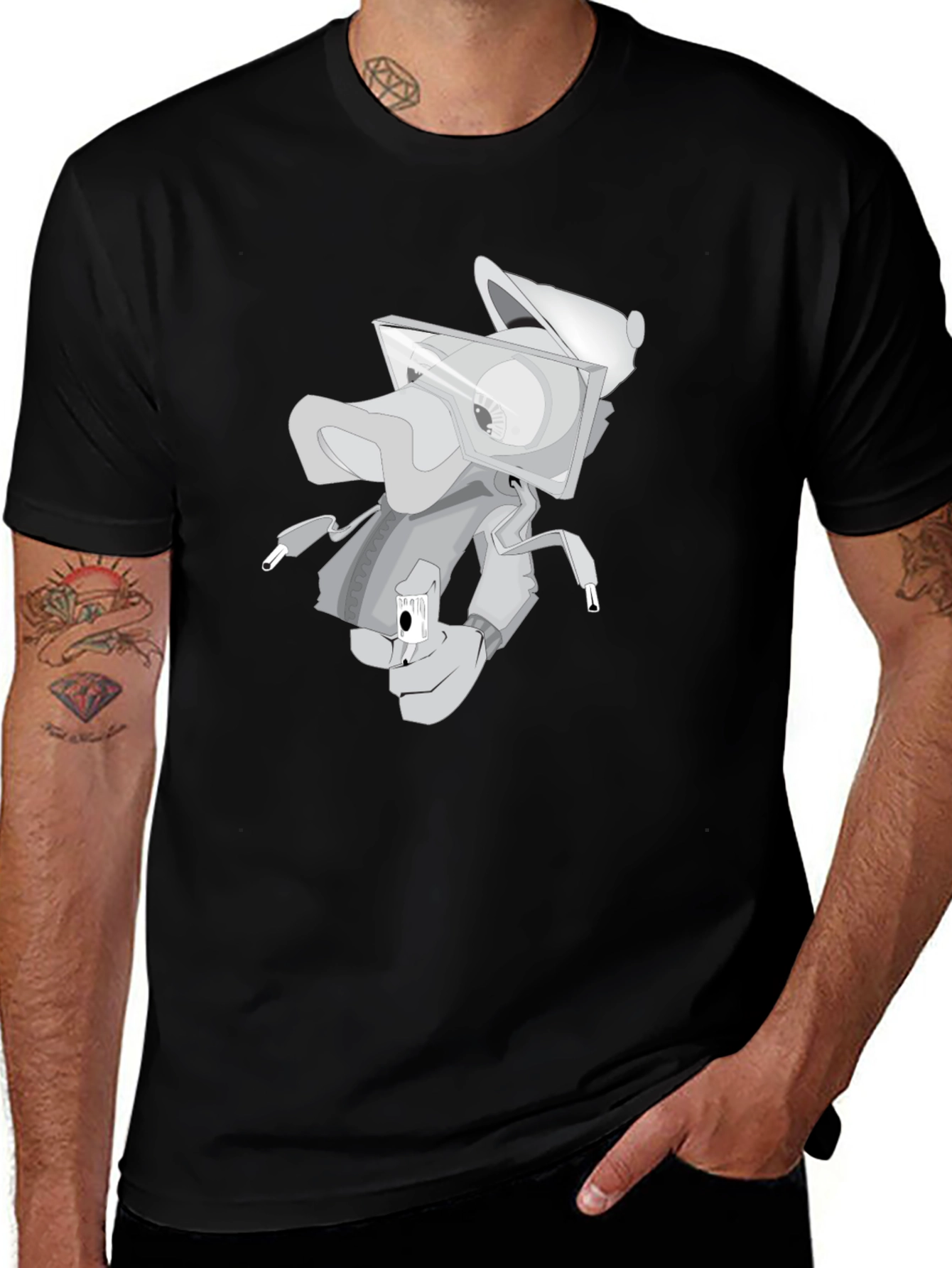 Variant 18 of Trendy Graphic Tee: Urban Cartoon Robot Design