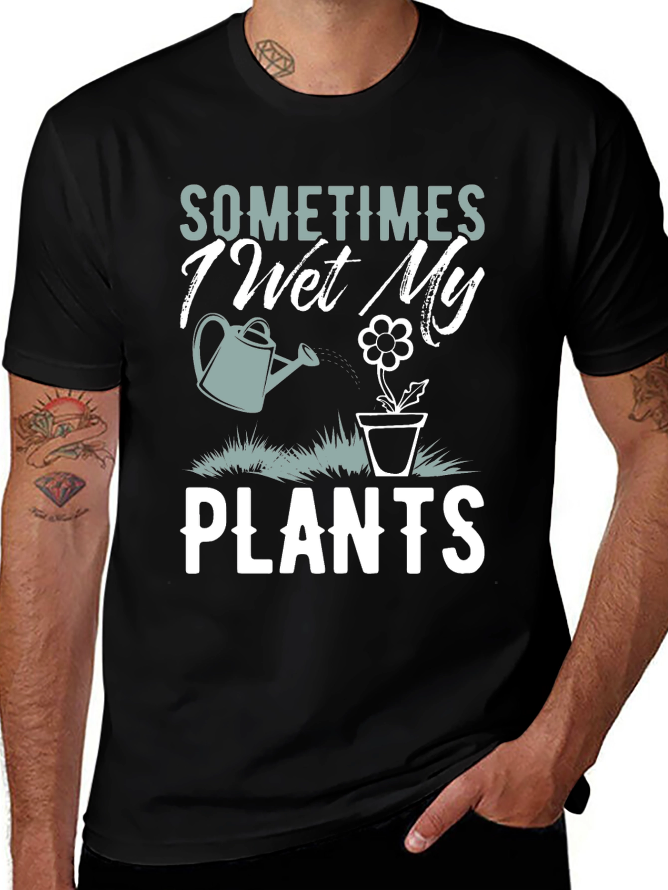 Variant 3 of Funny Gardening T-Shirt: "I Wet My Plants"