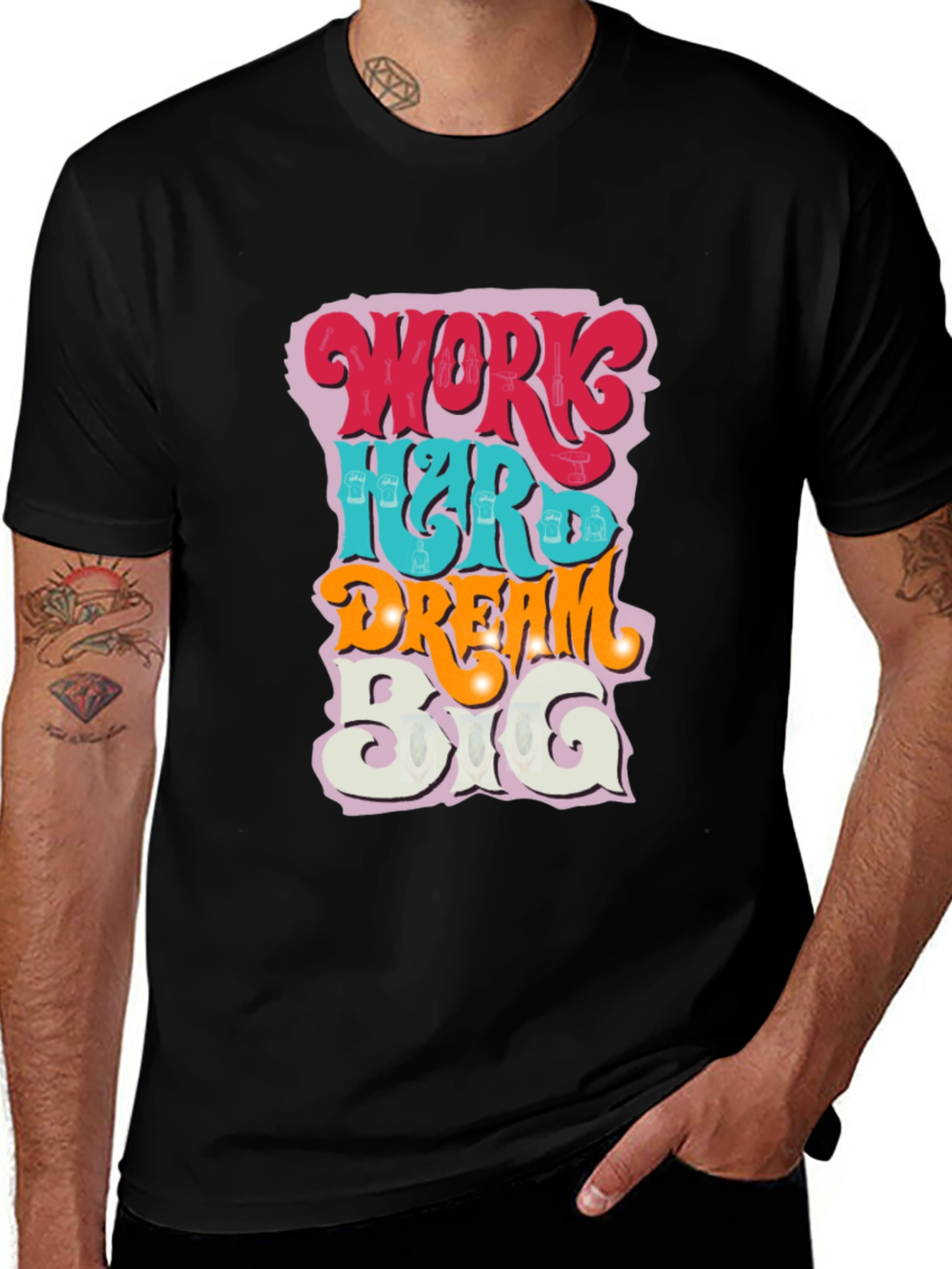 Black Work Hard Dream Big Graphic Tee main image