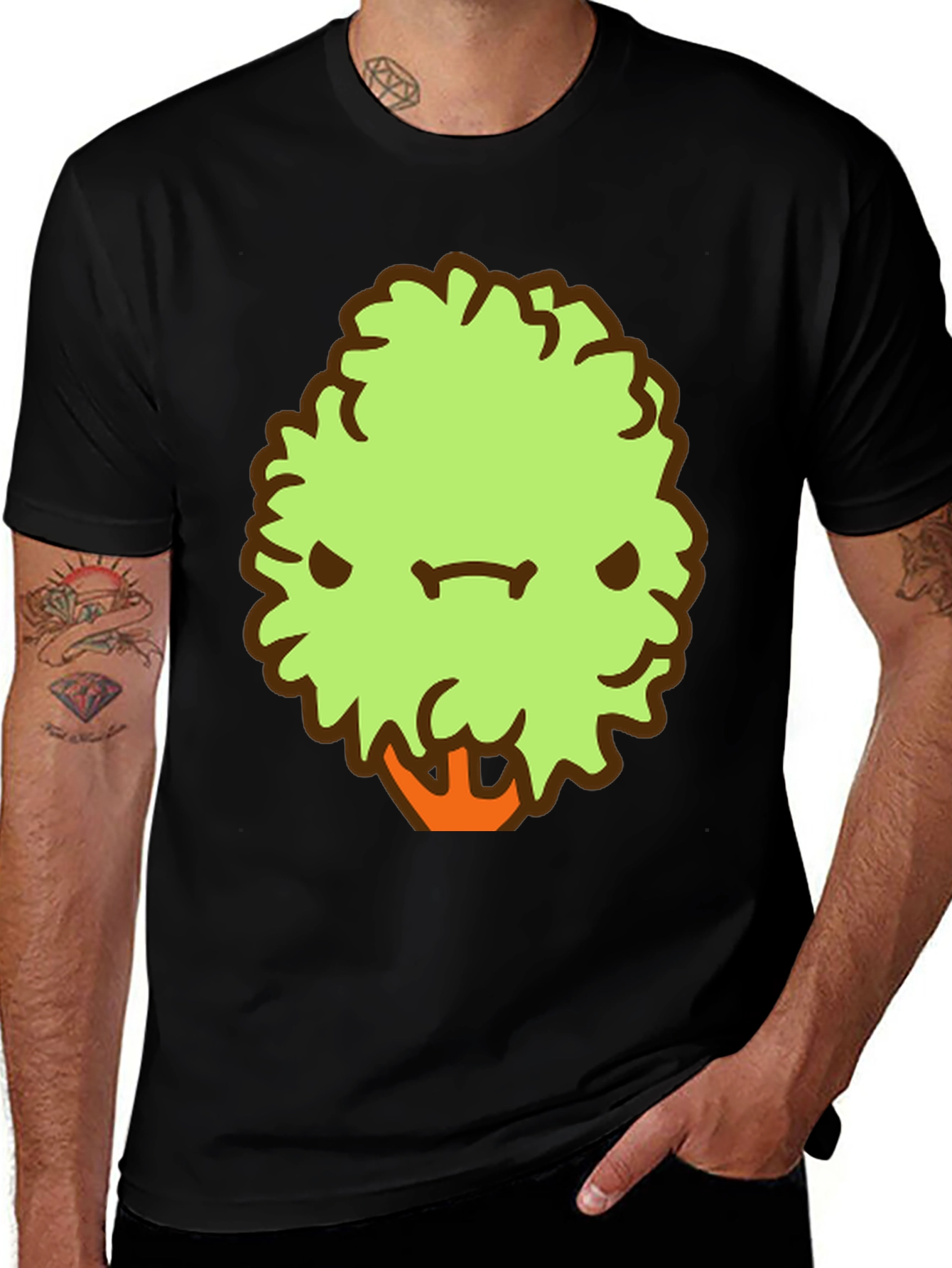 Variant 10 of Grumpy Tree Graphic Tee - Men's Black Cotton T-Shirt