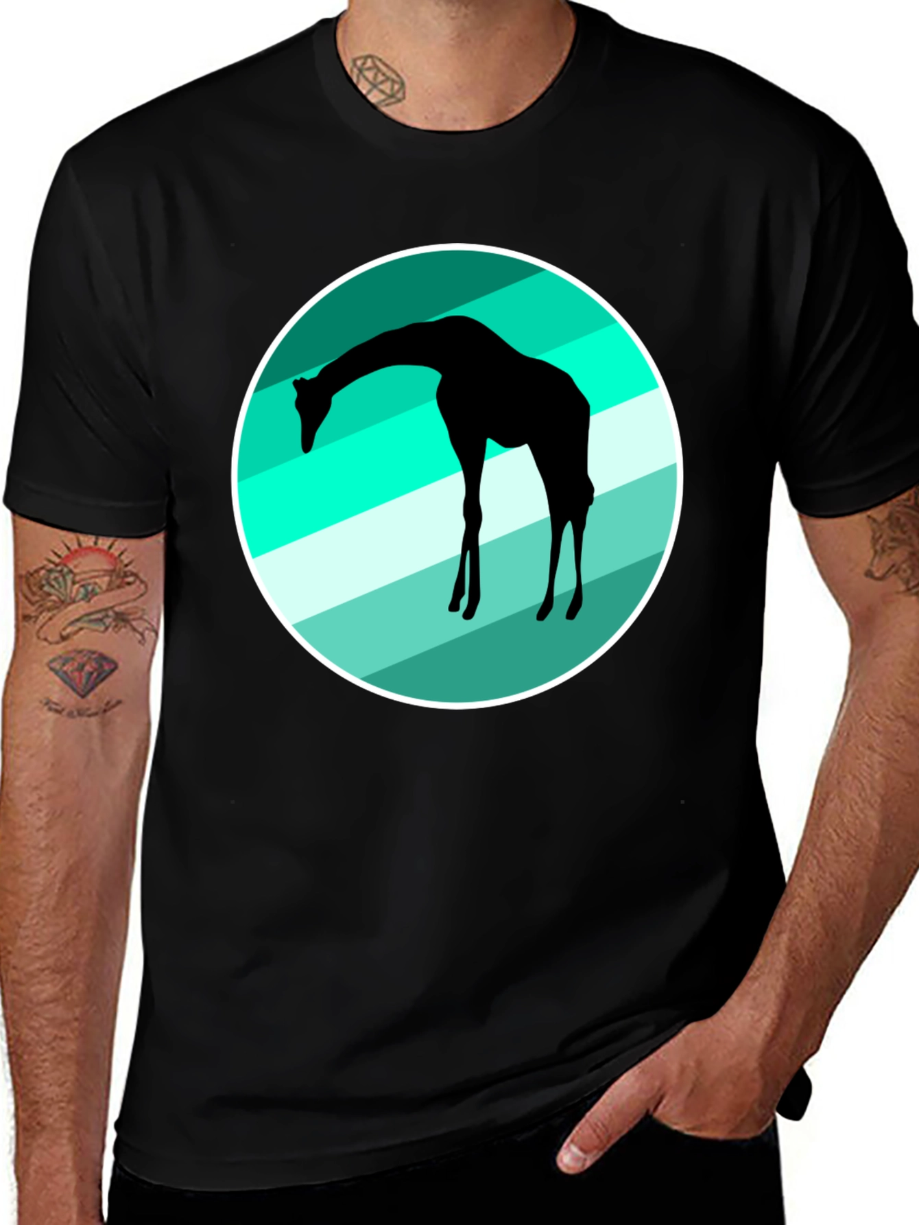 Variant 24 of Giraffe Silhouette Graphic Print Crew Neck T-Shirt