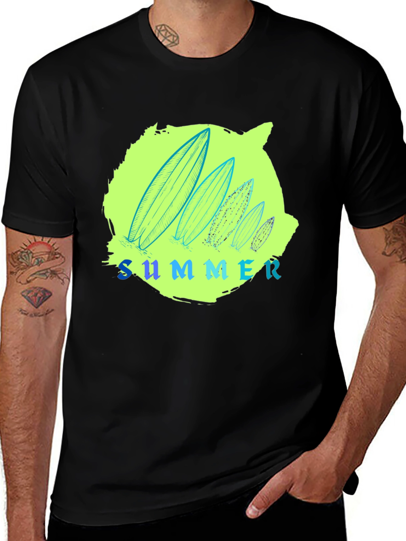 Summer Surfboard T-Shirt - Black