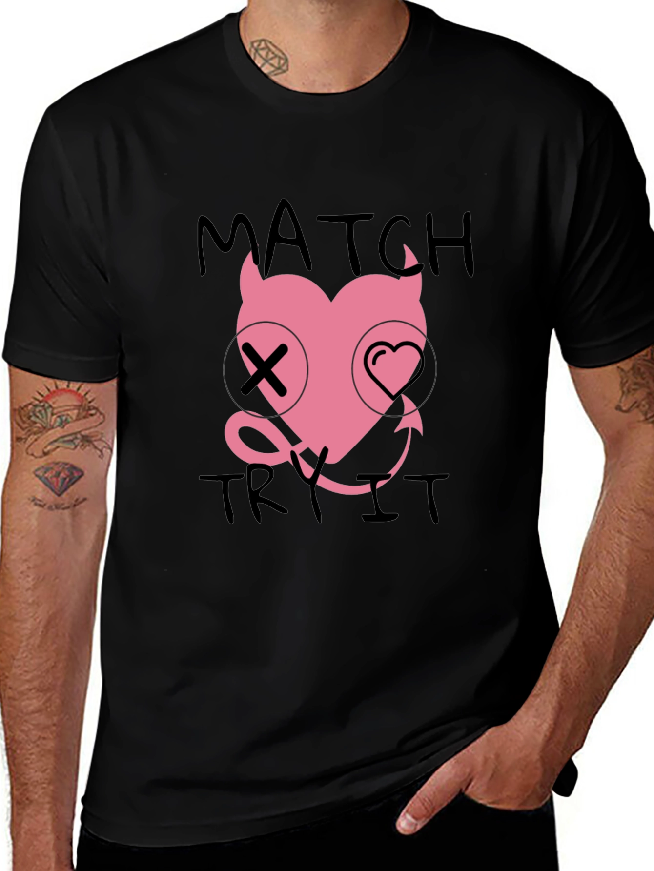Variant 15 of Match Try It - Funny Devil Heart T-Shirt