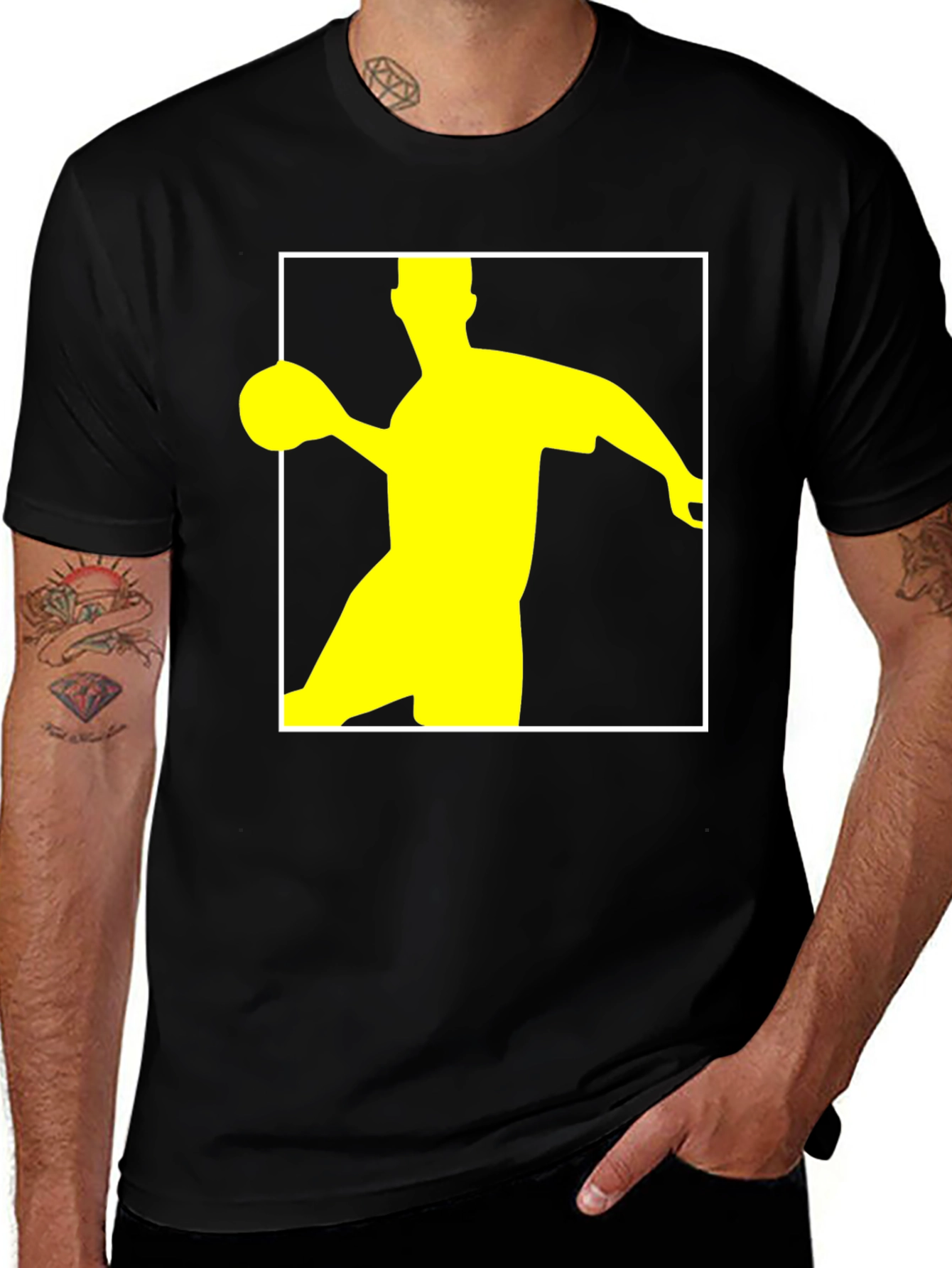 Variant 23 of Handball Player Graphic T-Shirt - Black