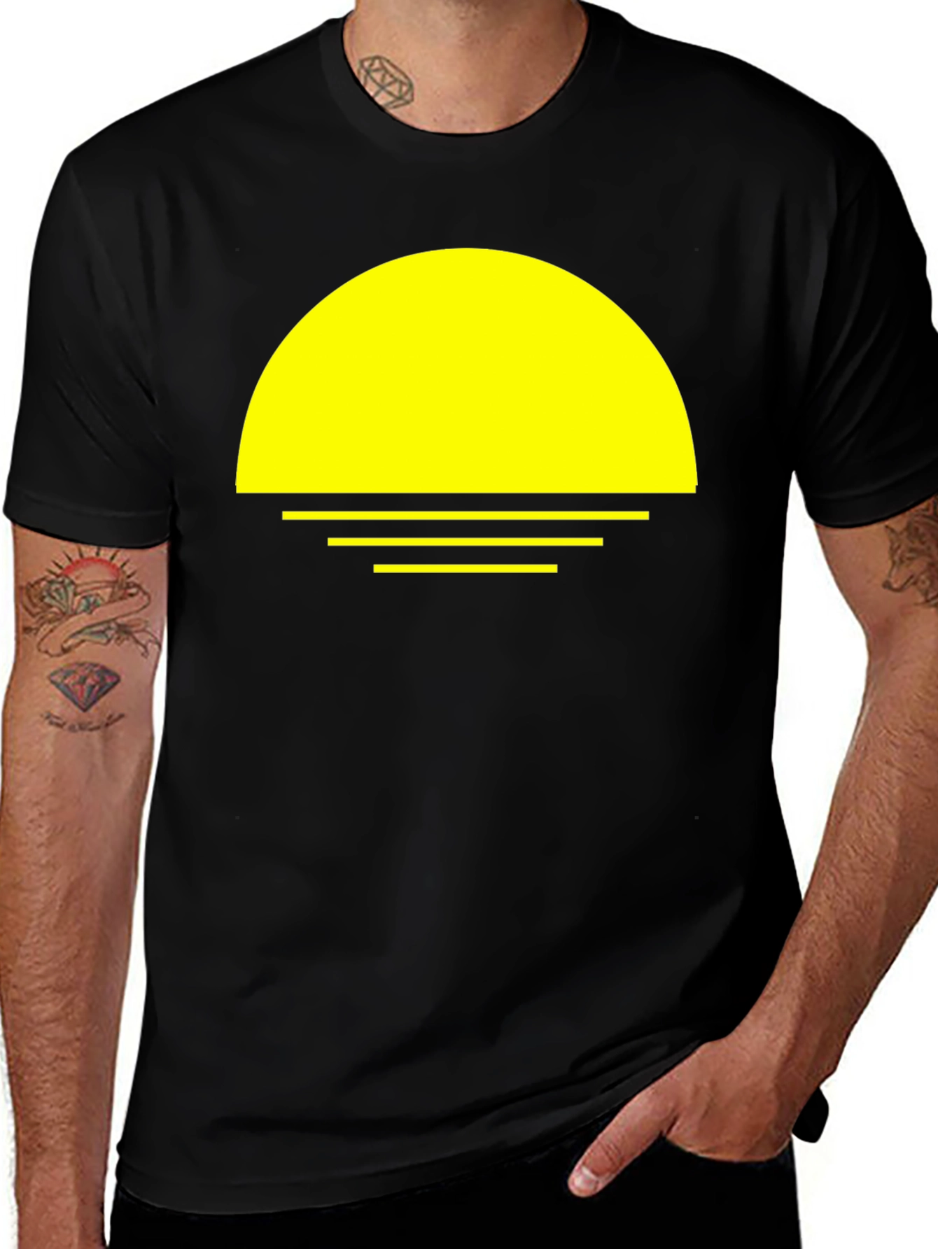 Variant 10 of Sunset Graphic Tee - Retro Vibe Black T-Shirt