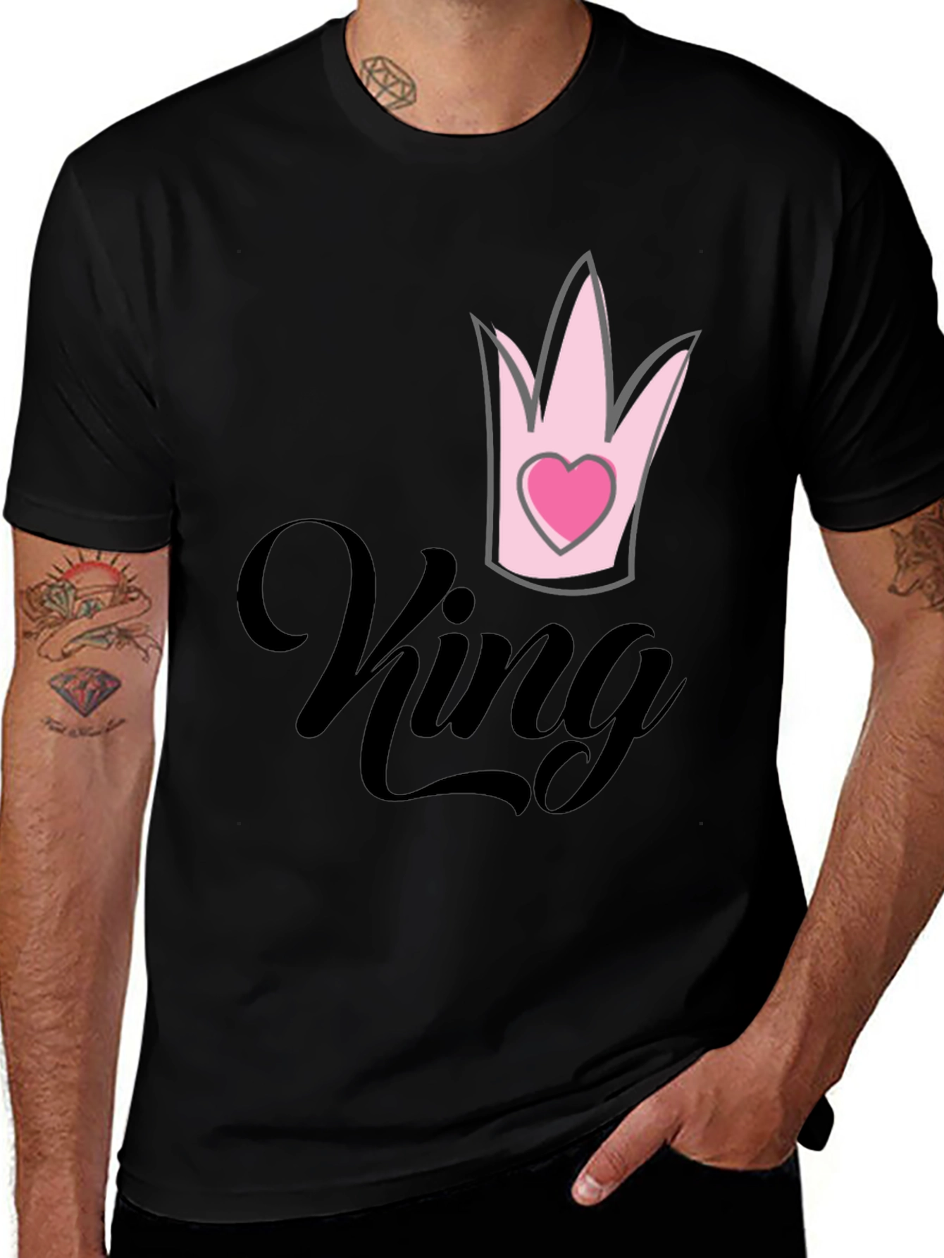 Variant 7 of King Heart Crown Graphic Men's Black T-Shirt