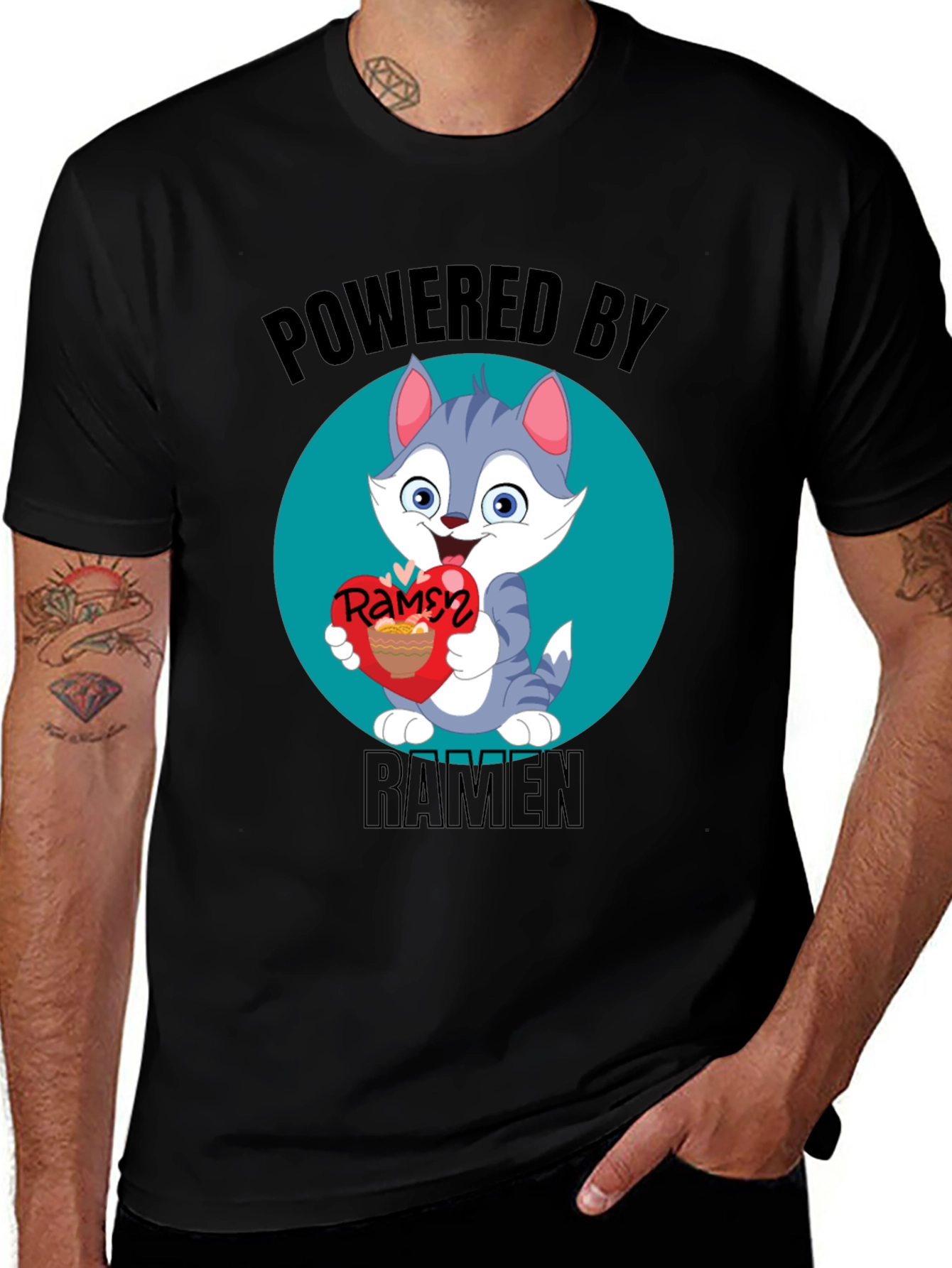 Variant 14 of Powered By Ramen Cat T-Shirt