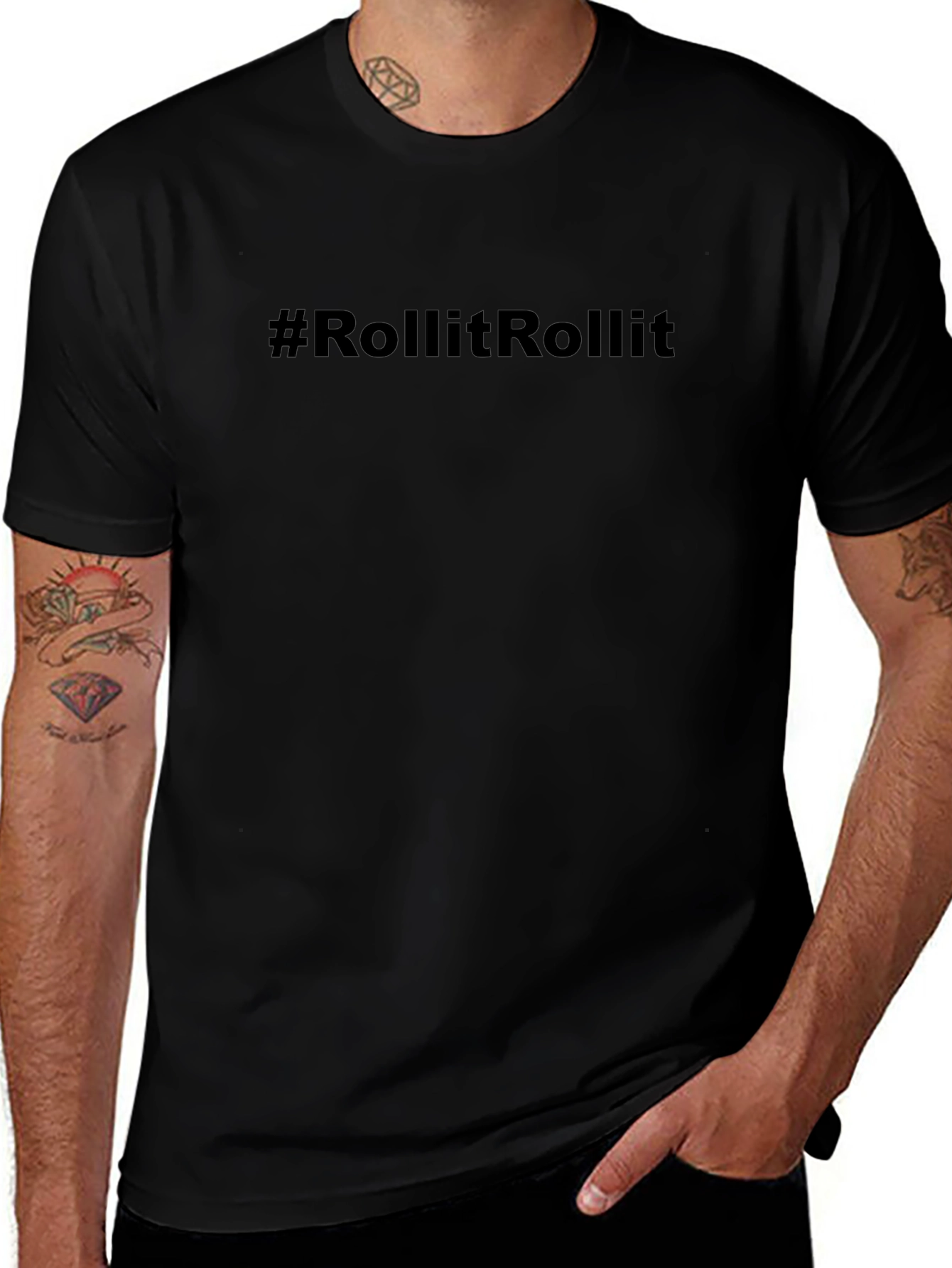 Variant 11 of #RollItRollIt Black Graphic Tee - Trendy Casual Style