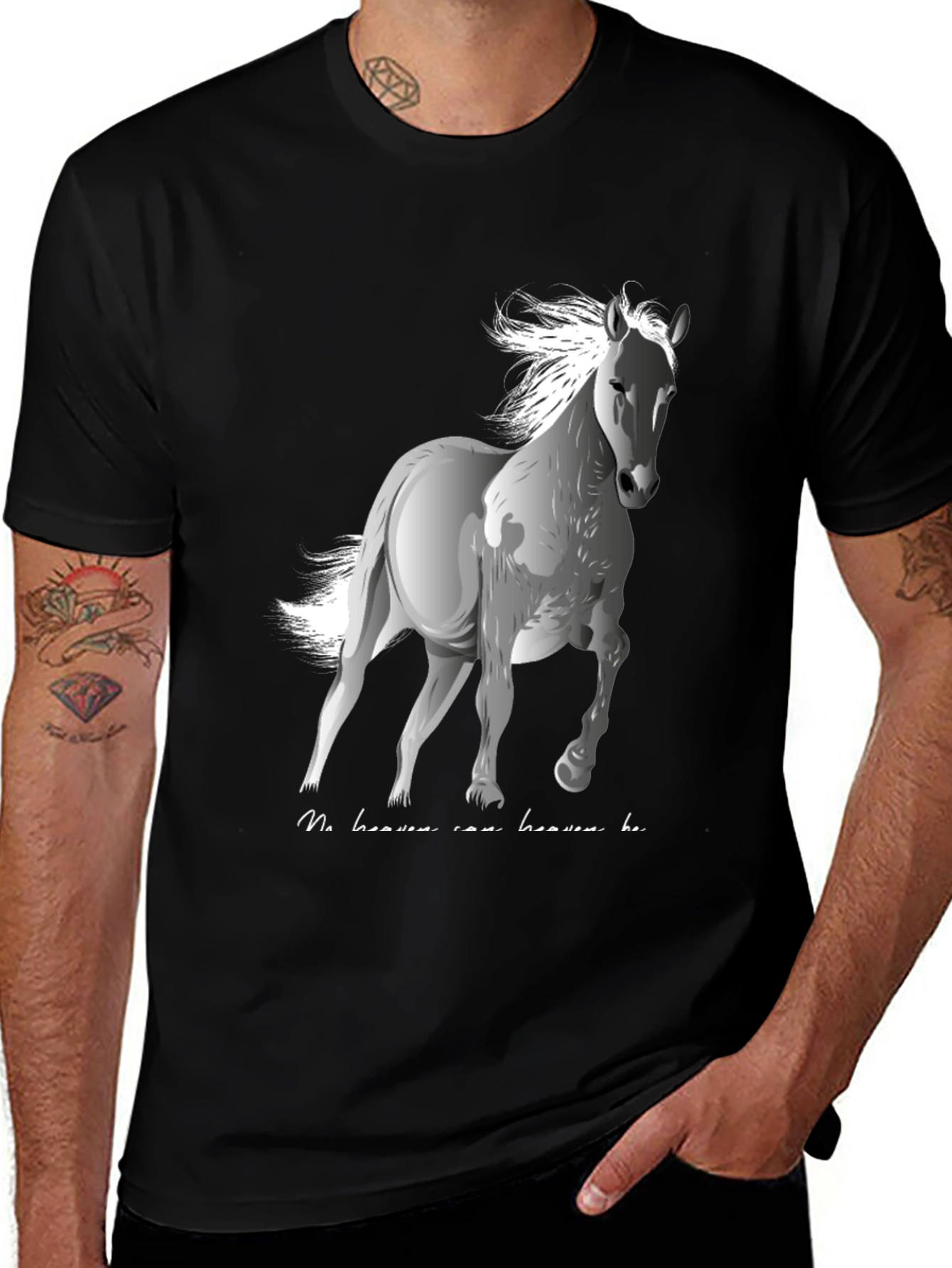 Variant 9 of Horse Graphic Print Black T-Shirt