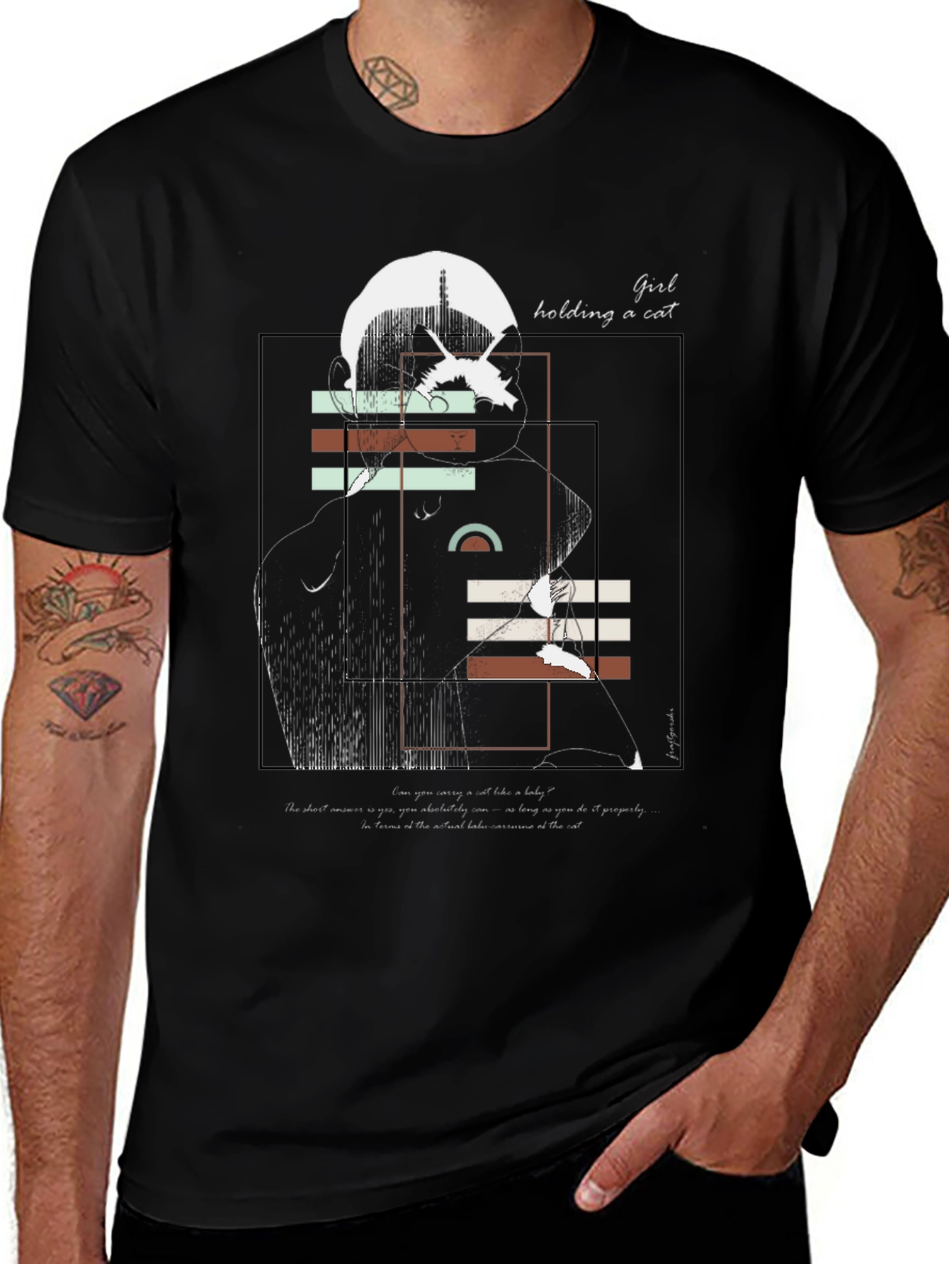 Girl Holding a Cat Graphic Tee